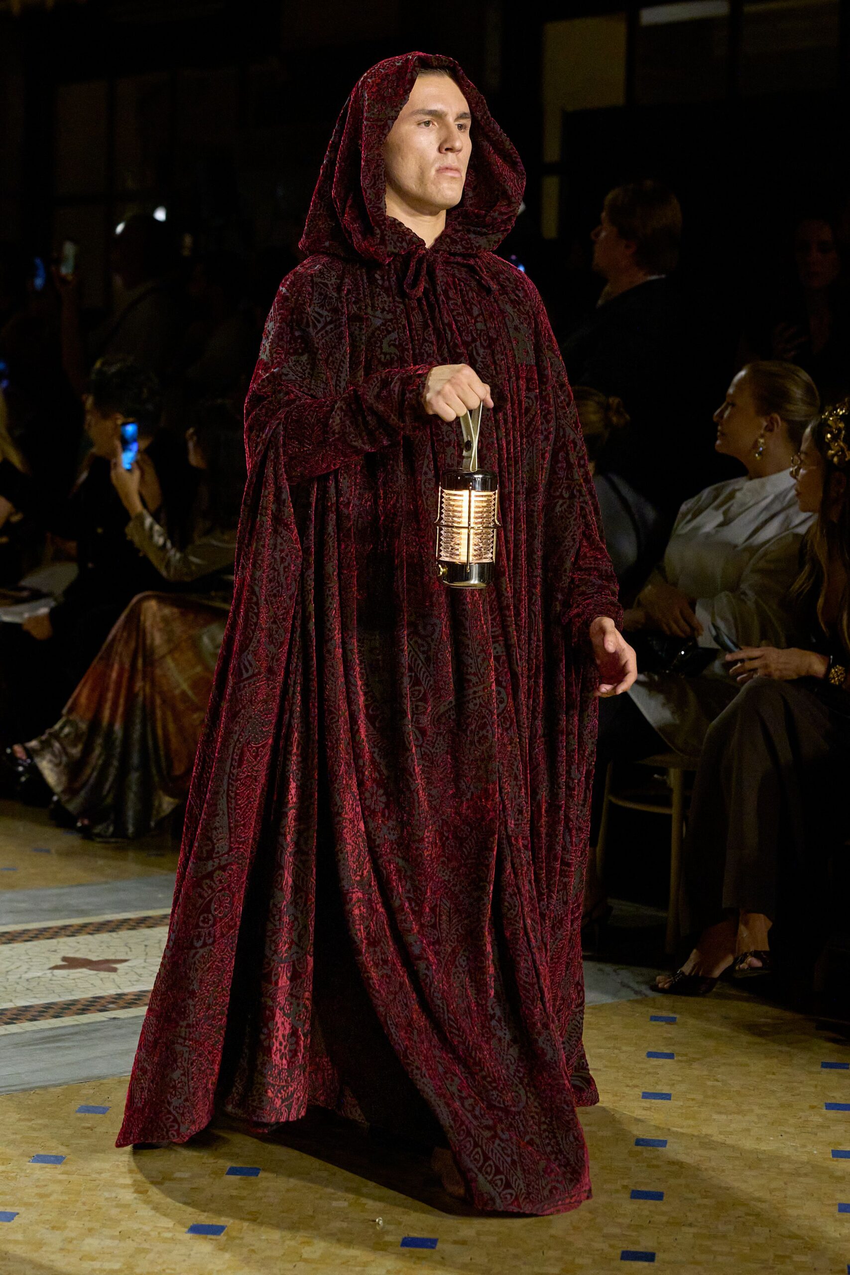hooded paisley velvet robe cape
