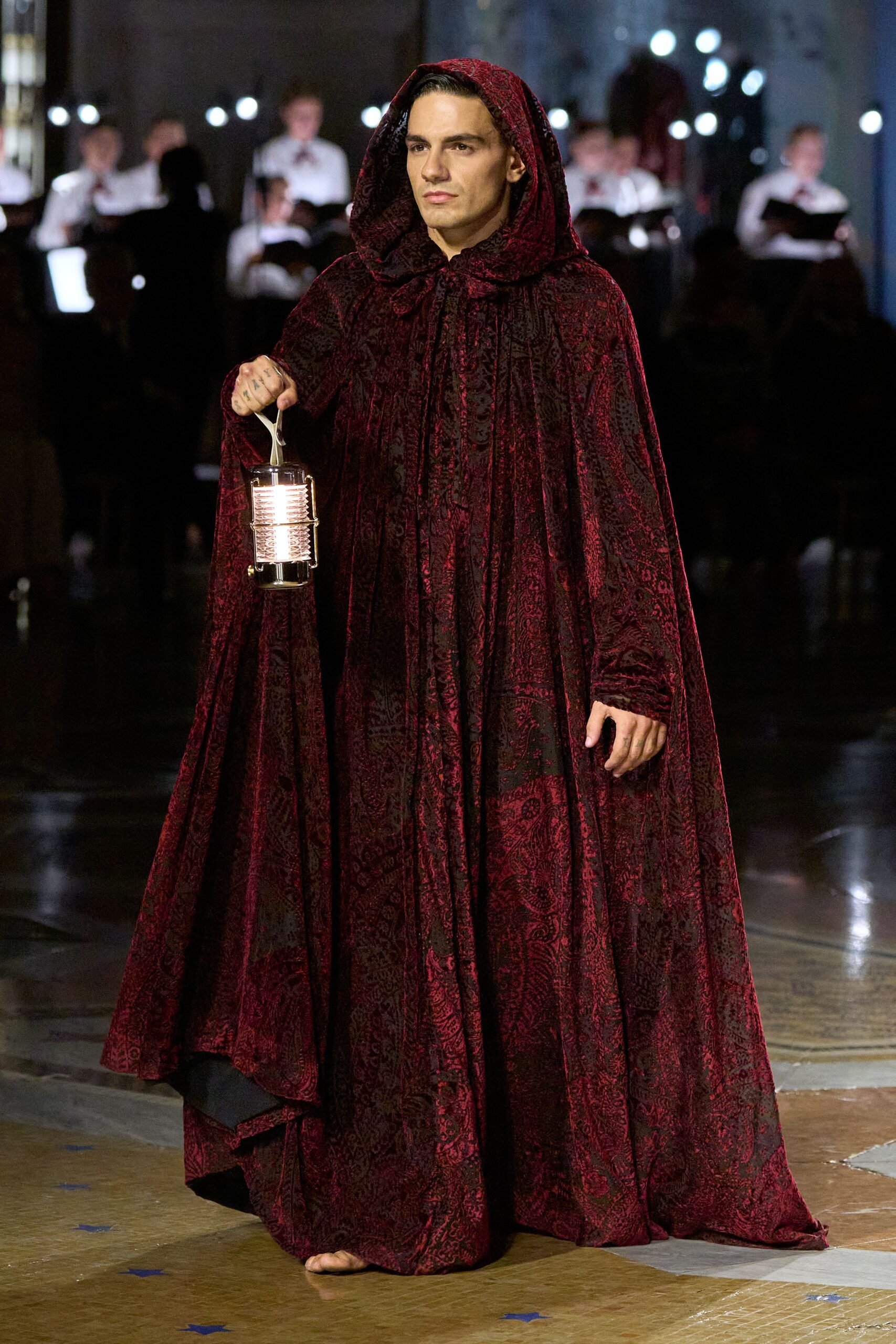 hooded velvet paisley cloak