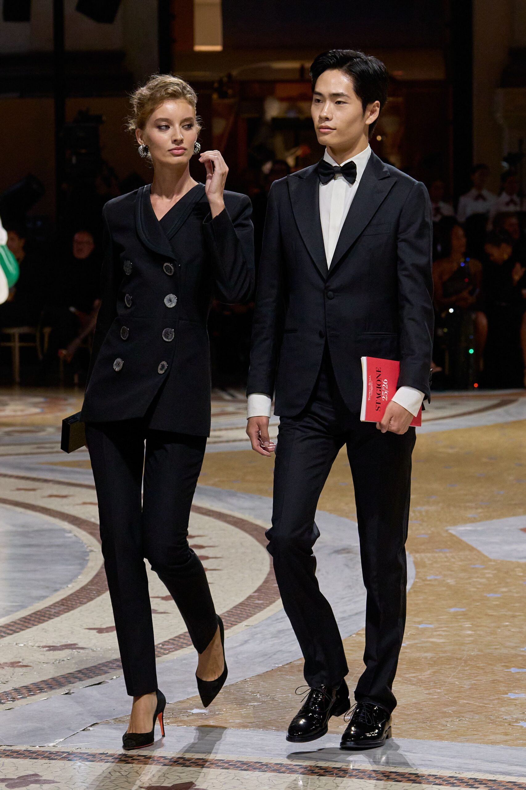 black double-breasted blazer dress