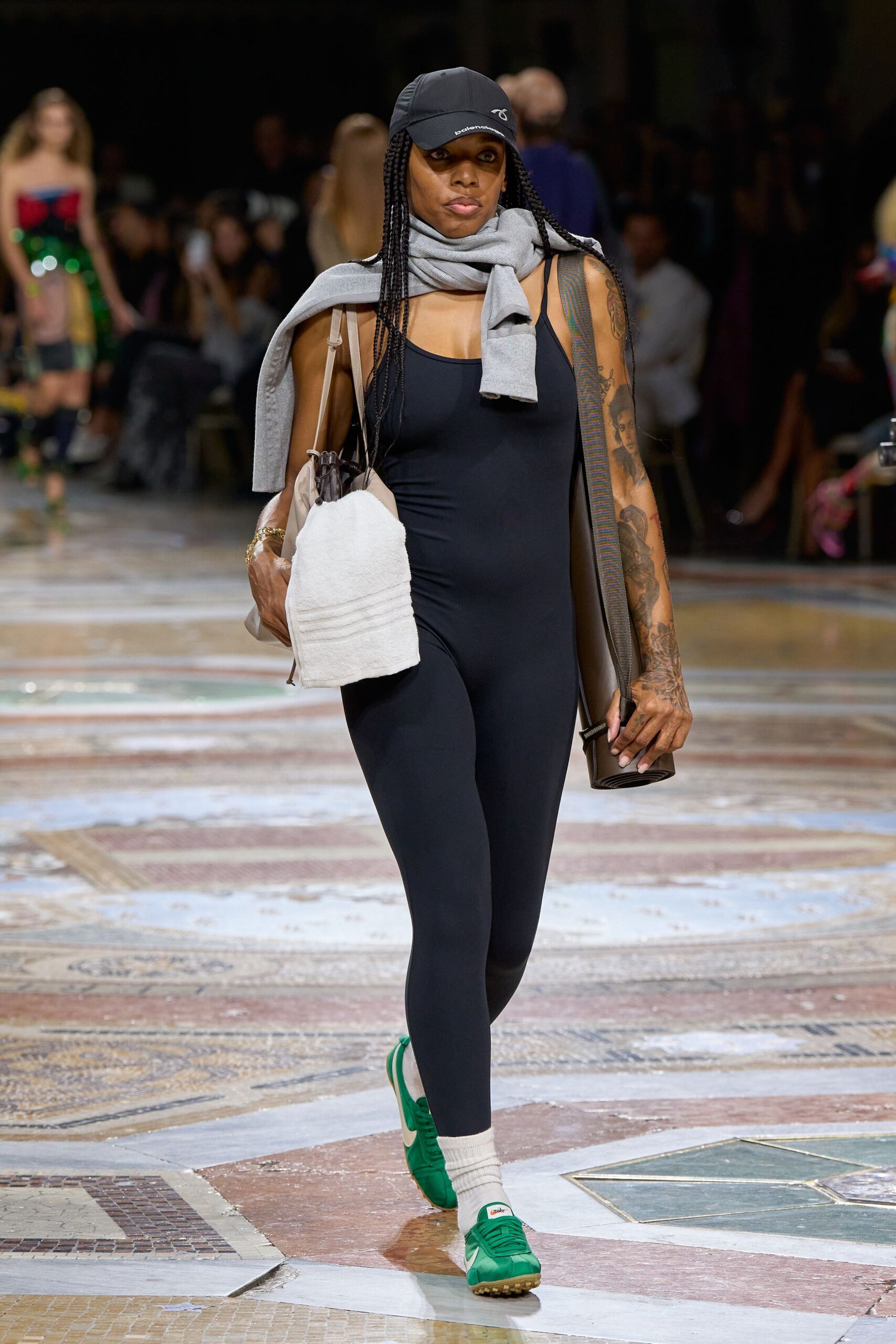 black fitted catsuit