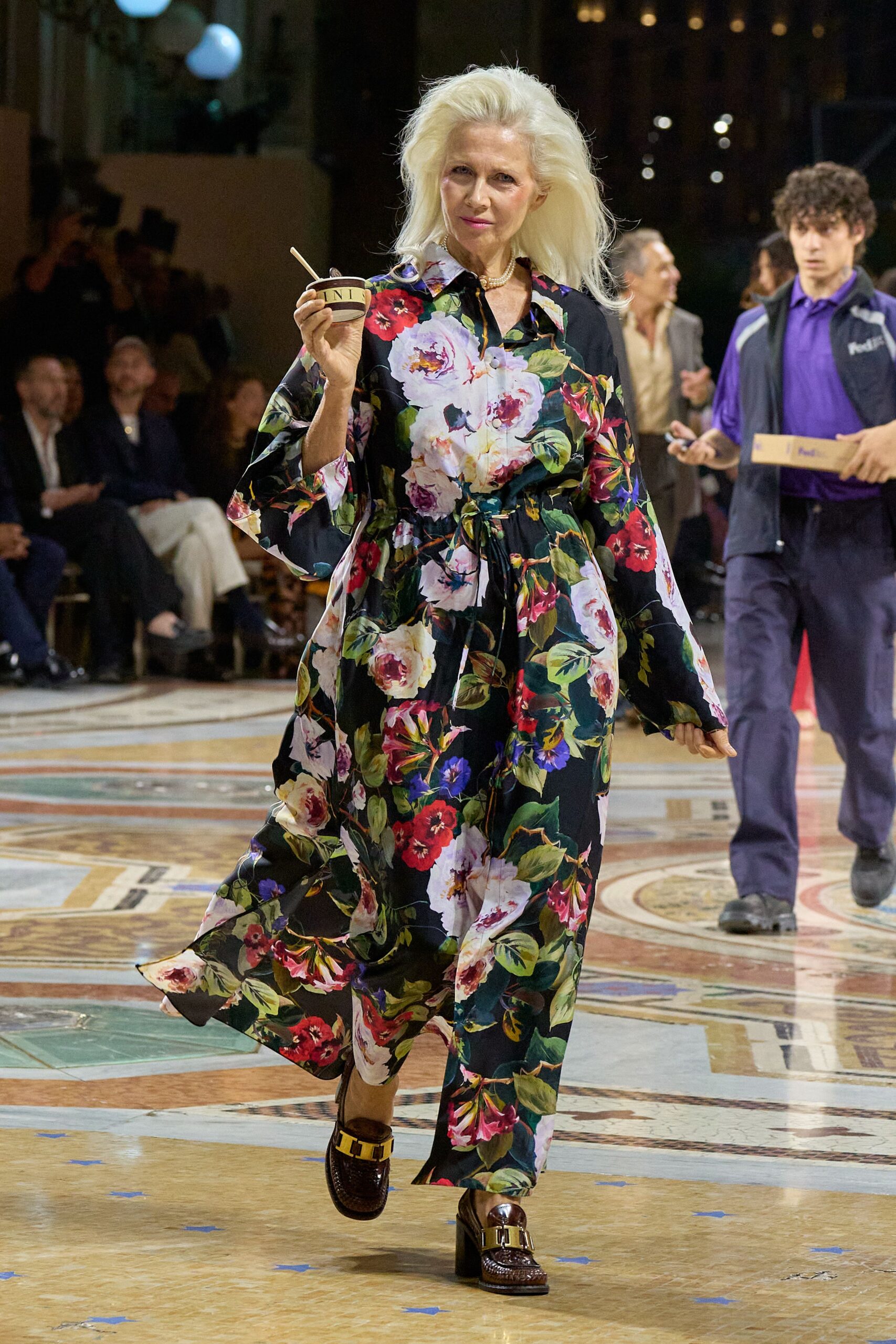 floral caftan-style maxi dress