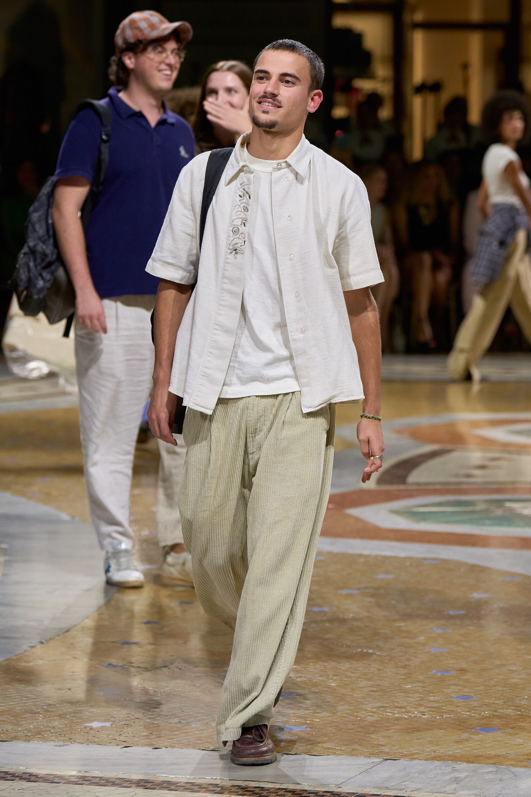 embroidered white camp shirt