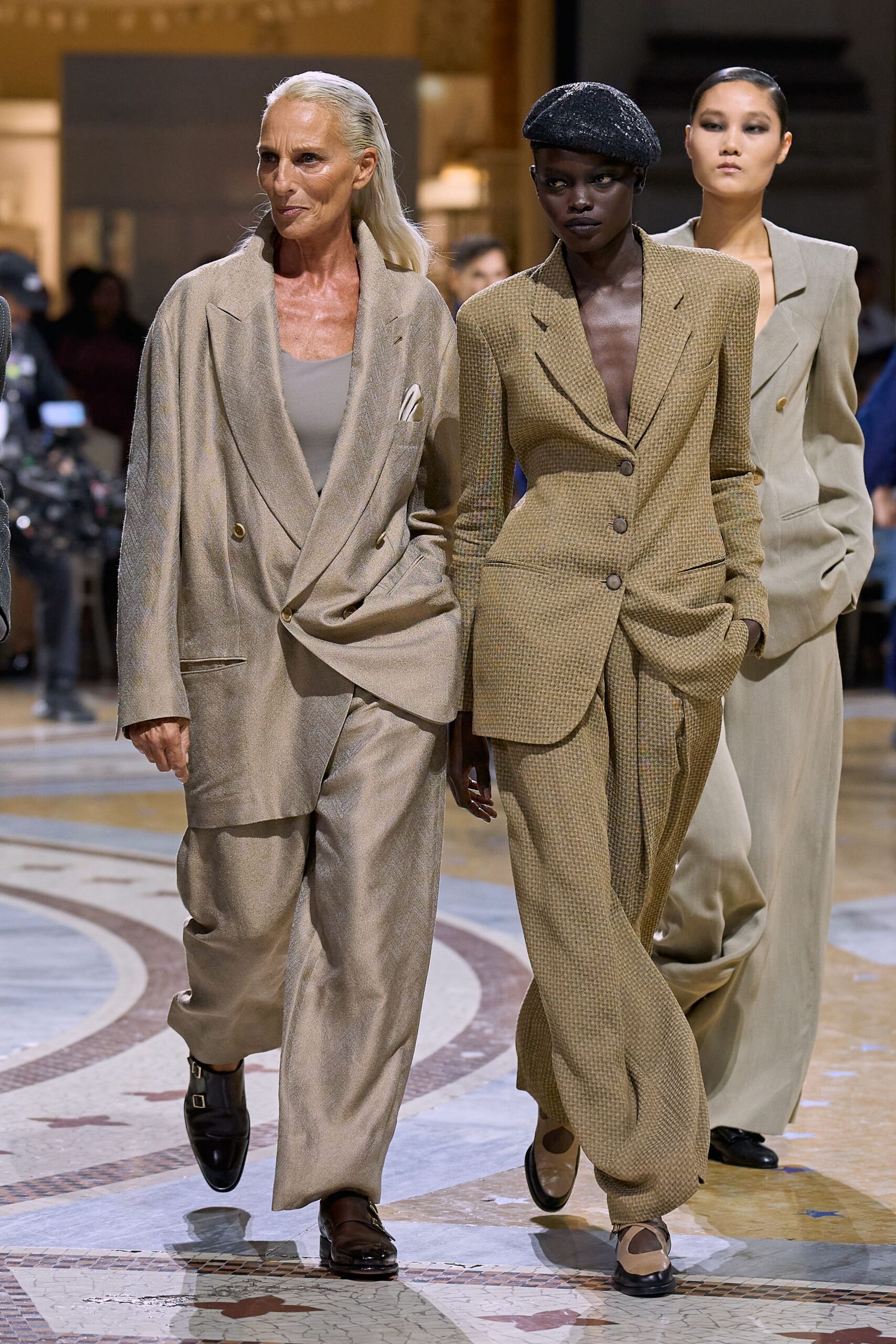 oversized beige double-breasted blazer