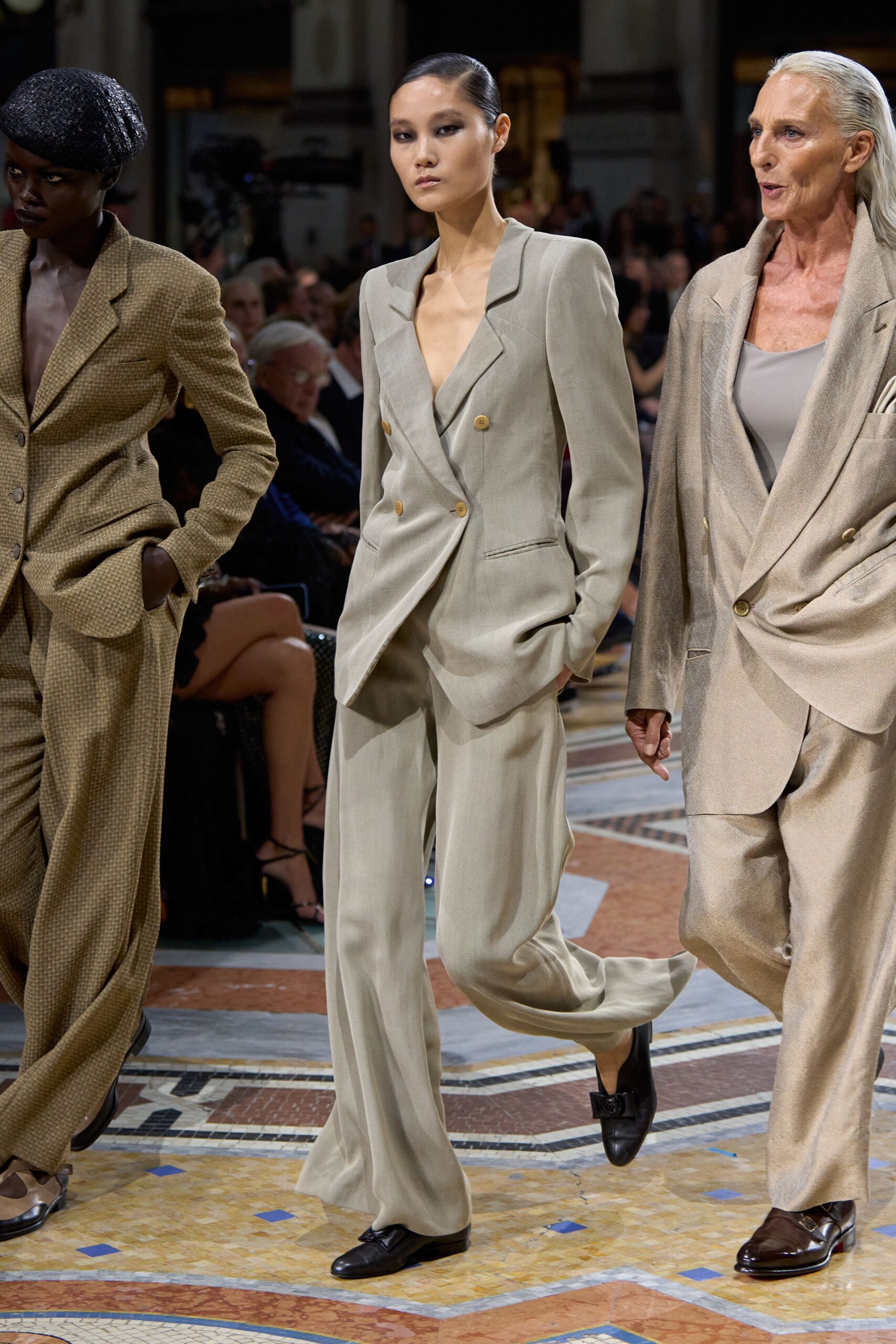 double-breasted beige tailored blazer