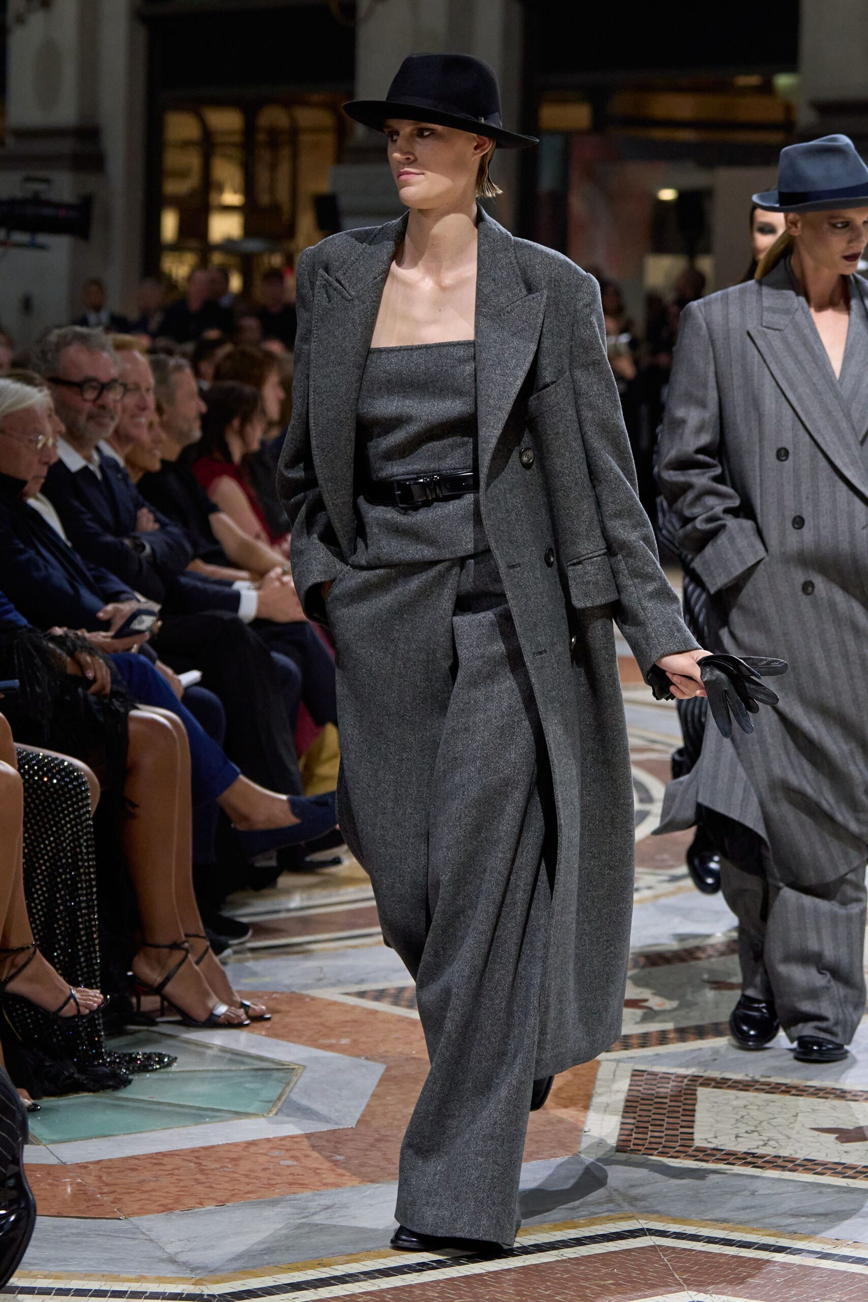 oversized gray wool overcoat