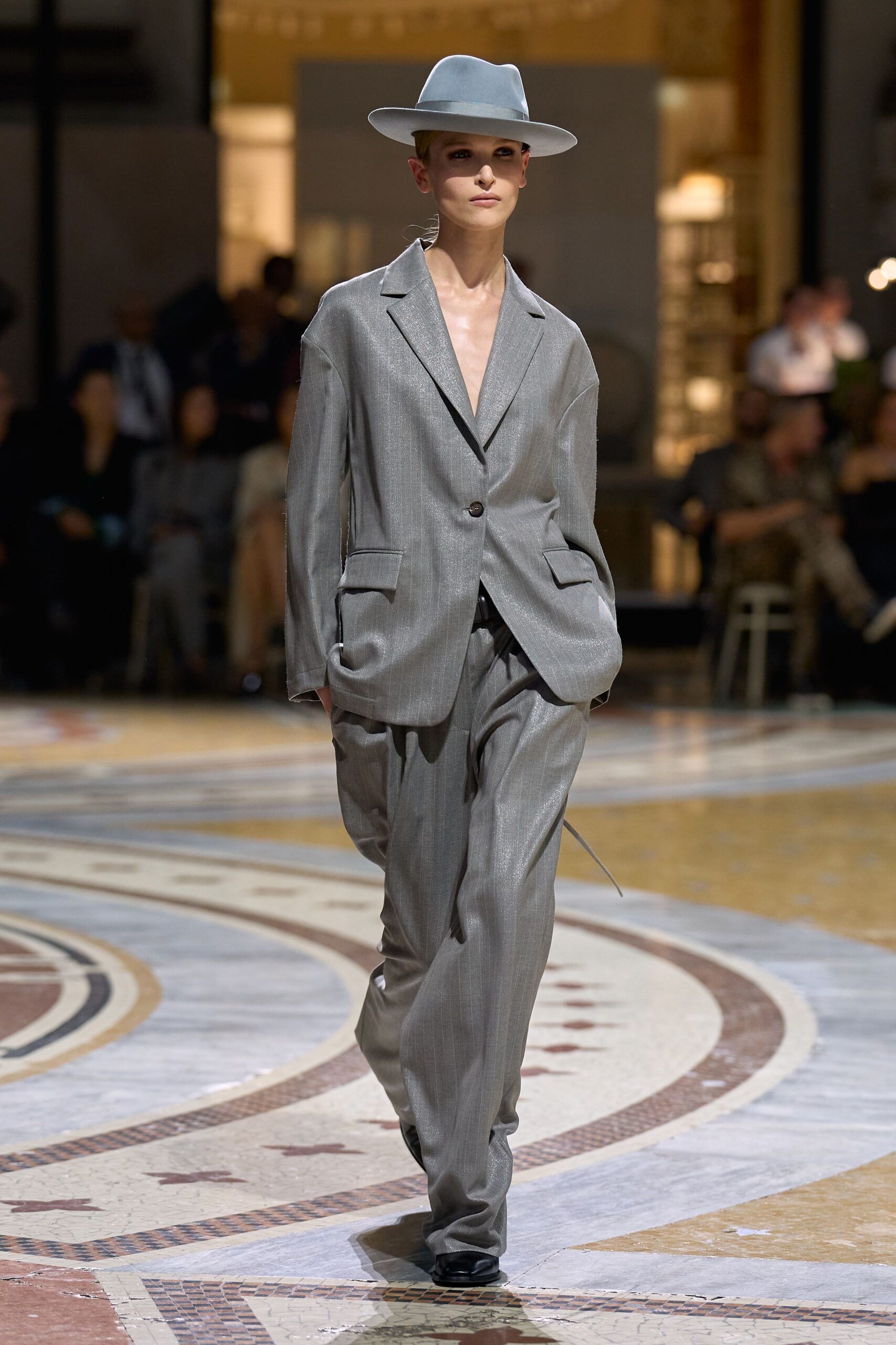 oversized gray pinstripe blazer