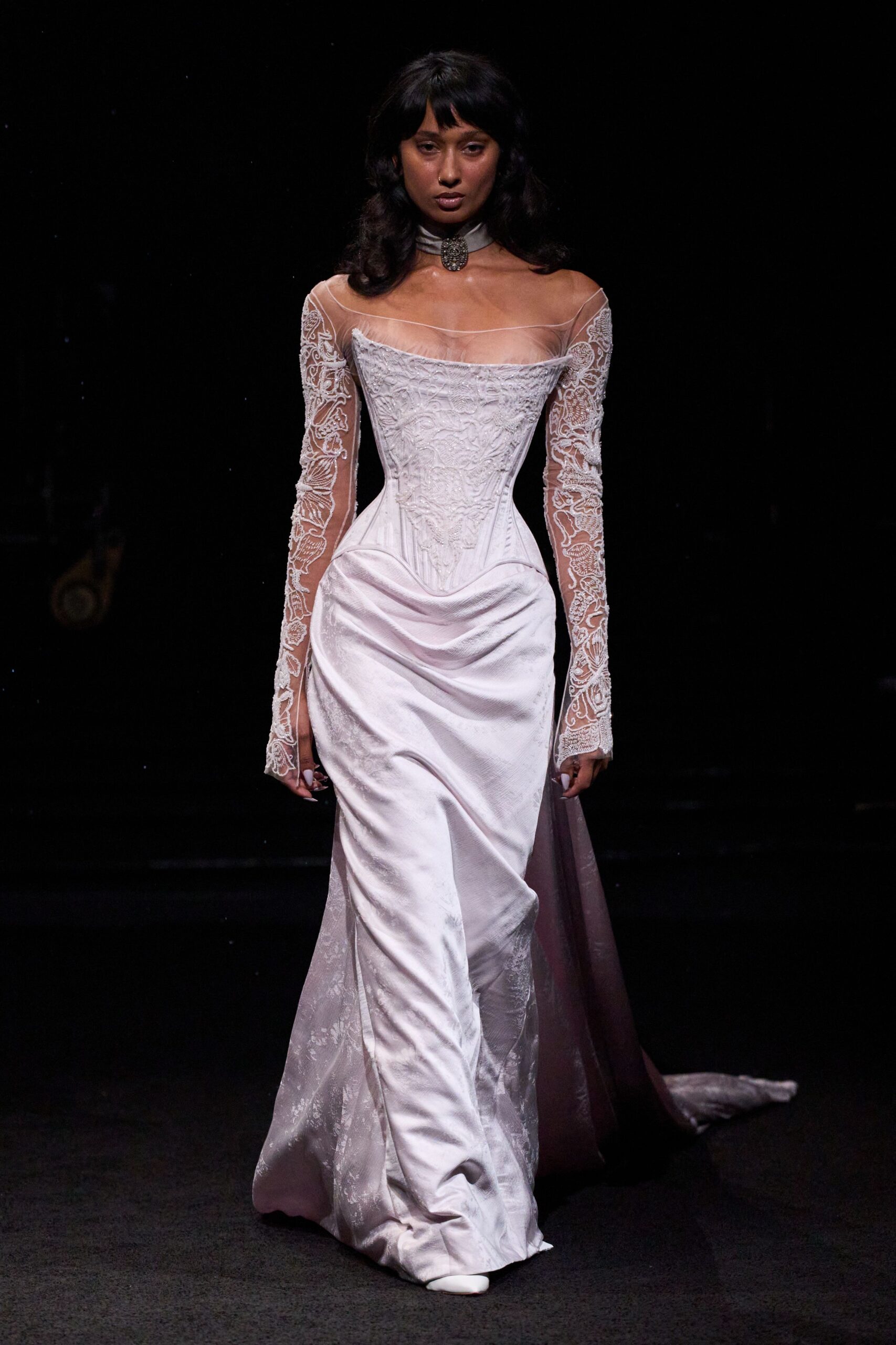 corseted lace bridal gown
