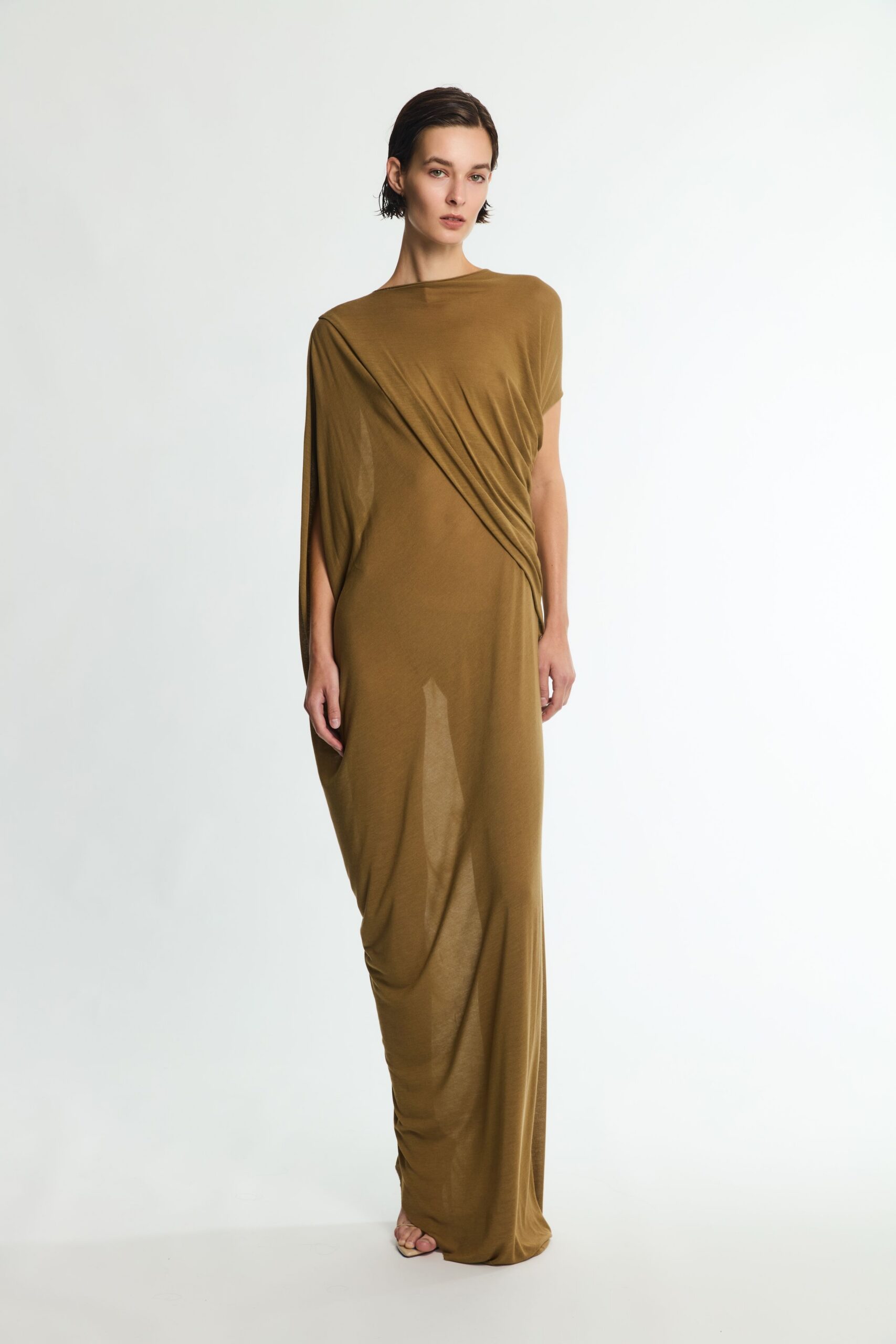 draped caftan-style jersey gown