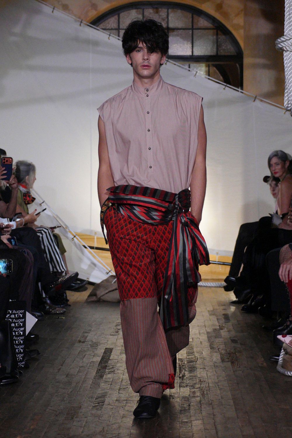 sarong-layered printed trousers