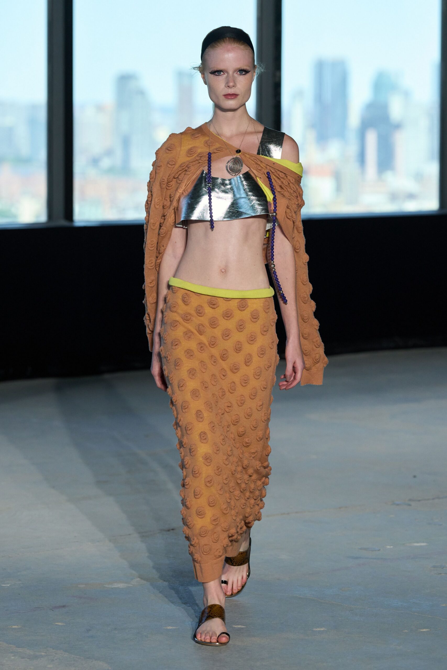 metallic asymmetric cropped top