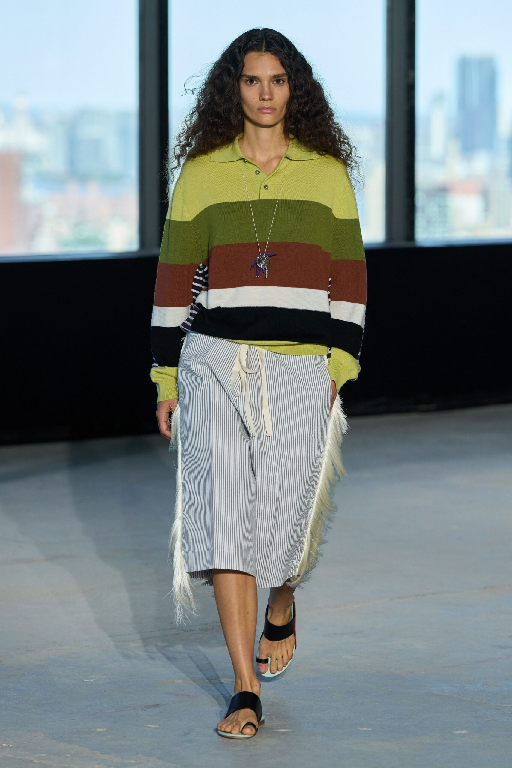 white unknown drawstring striped textured midi skirt