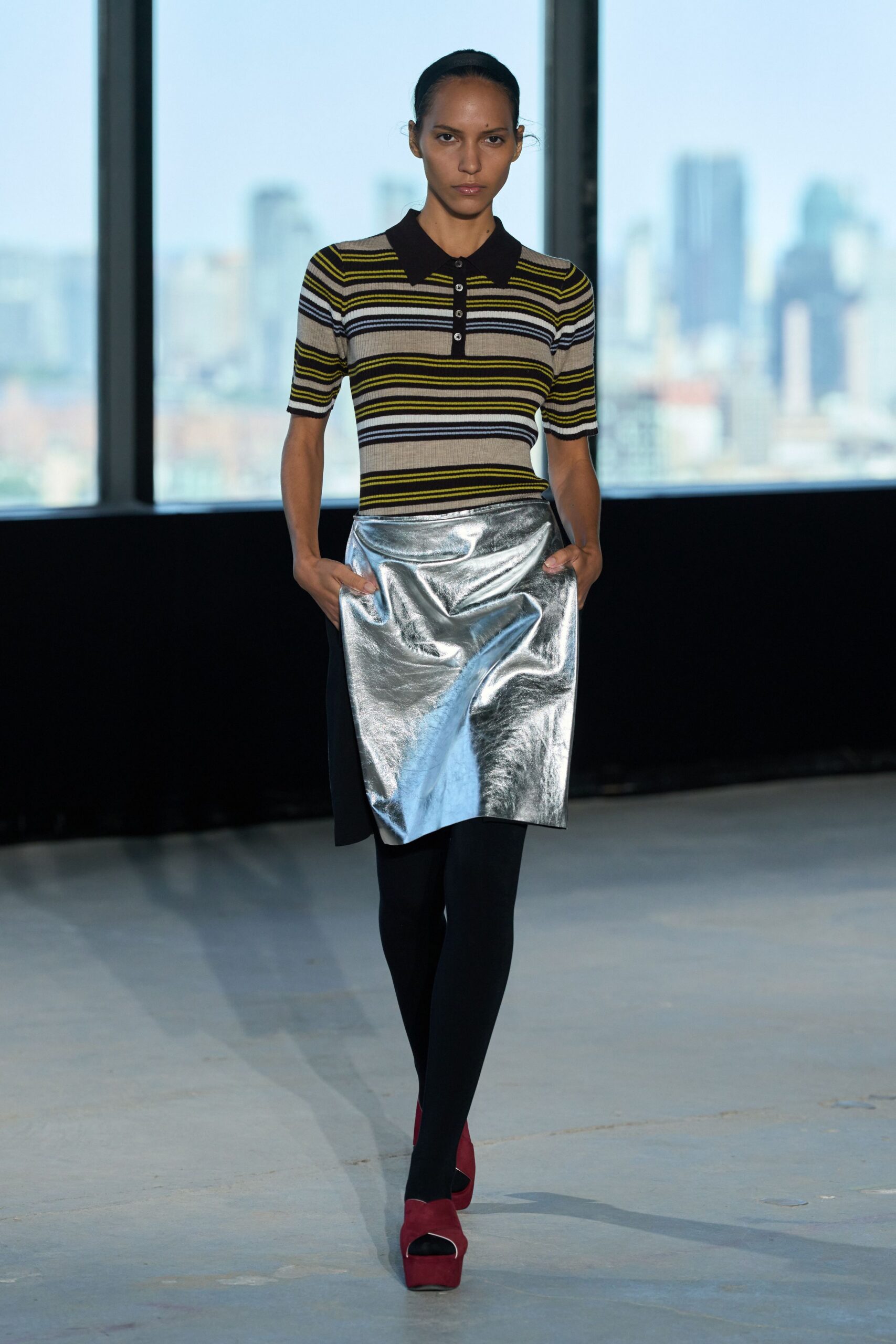 metallic asymmetric wrap skirt