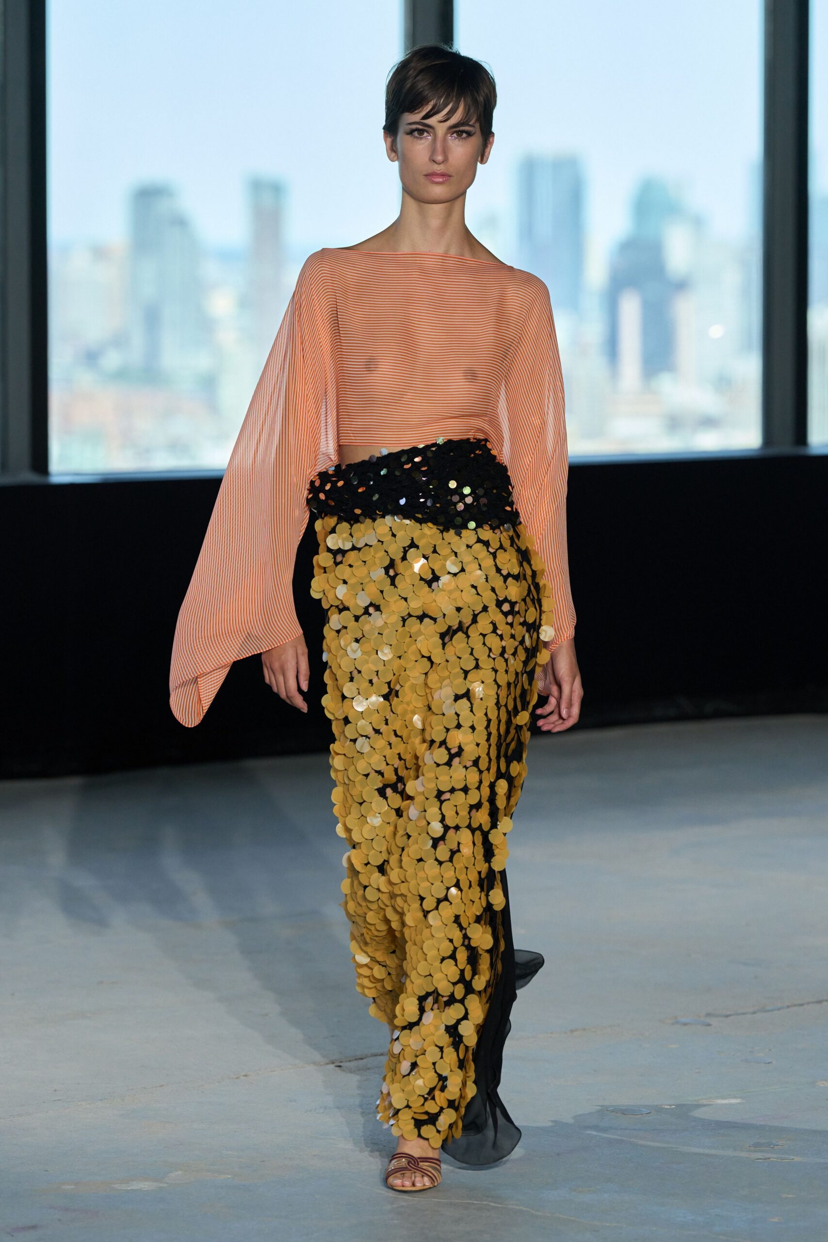 gold paillette maxi skirt