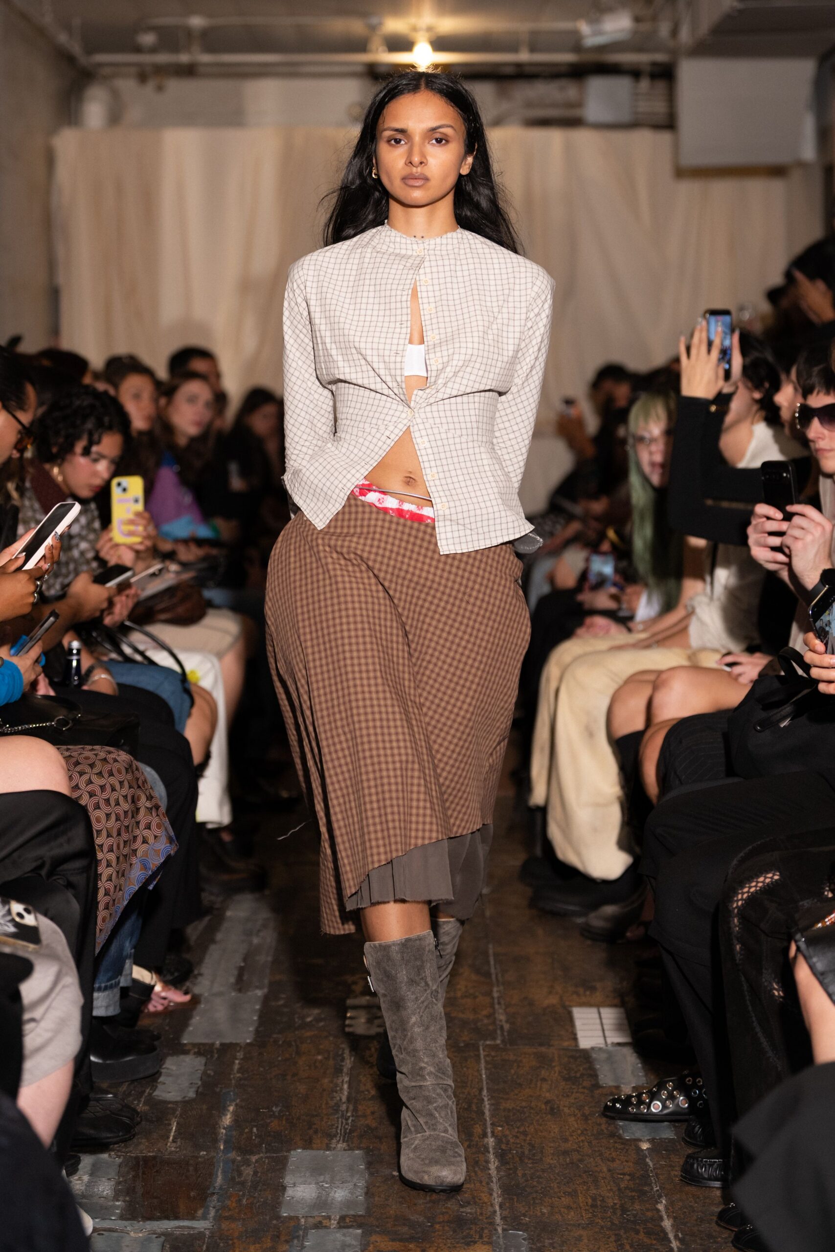 gray unknown pleated skirt