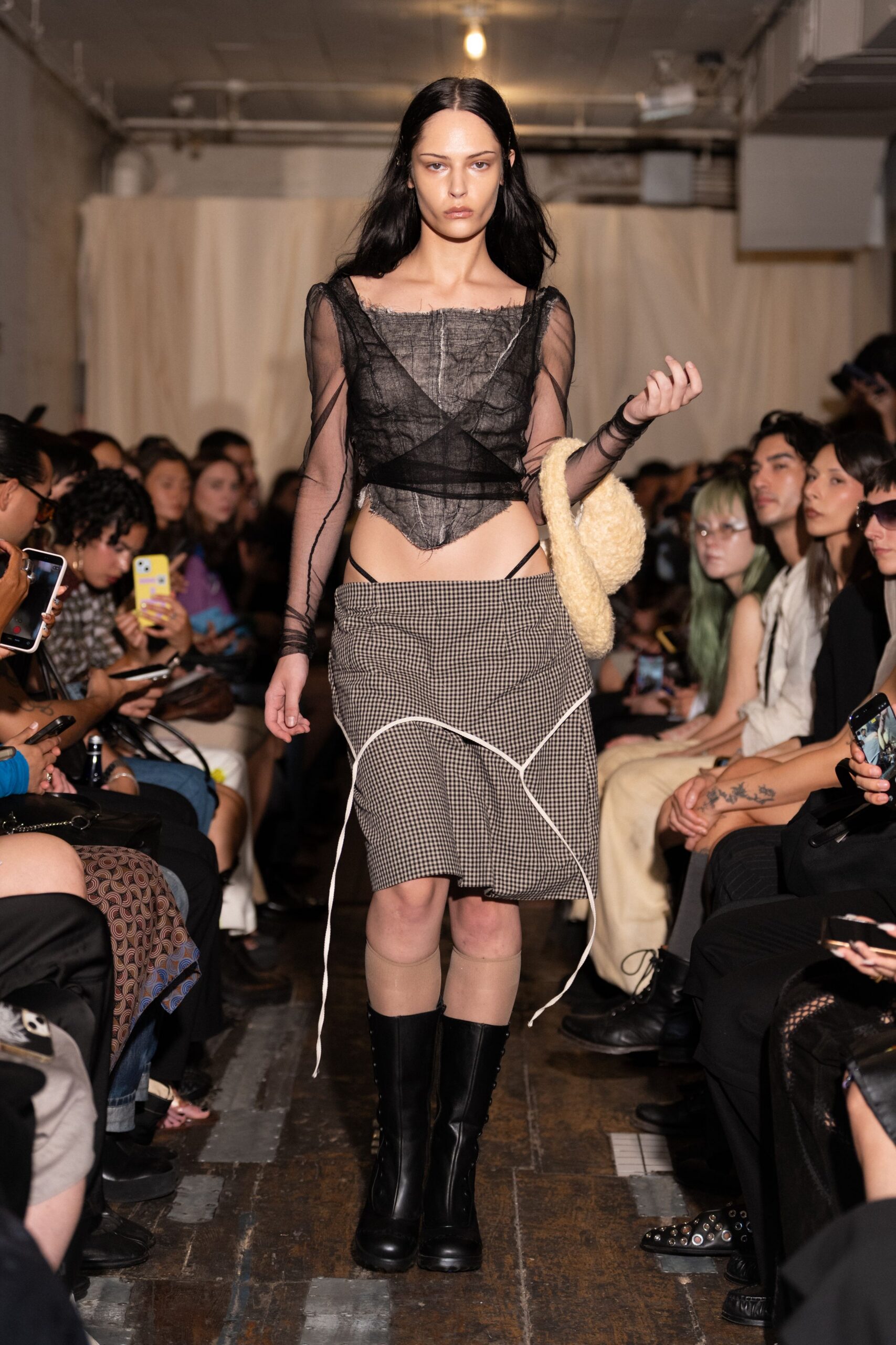 sheer black mesh wrap top