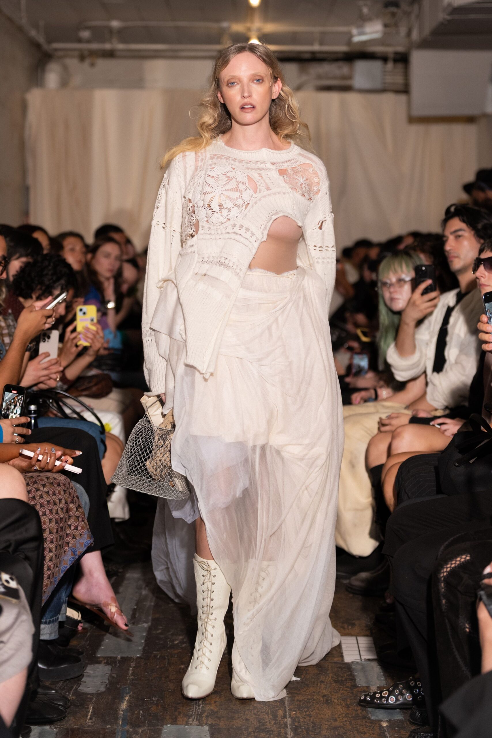 ivory chiffon sleeveless cutout draped layered maxi-dress