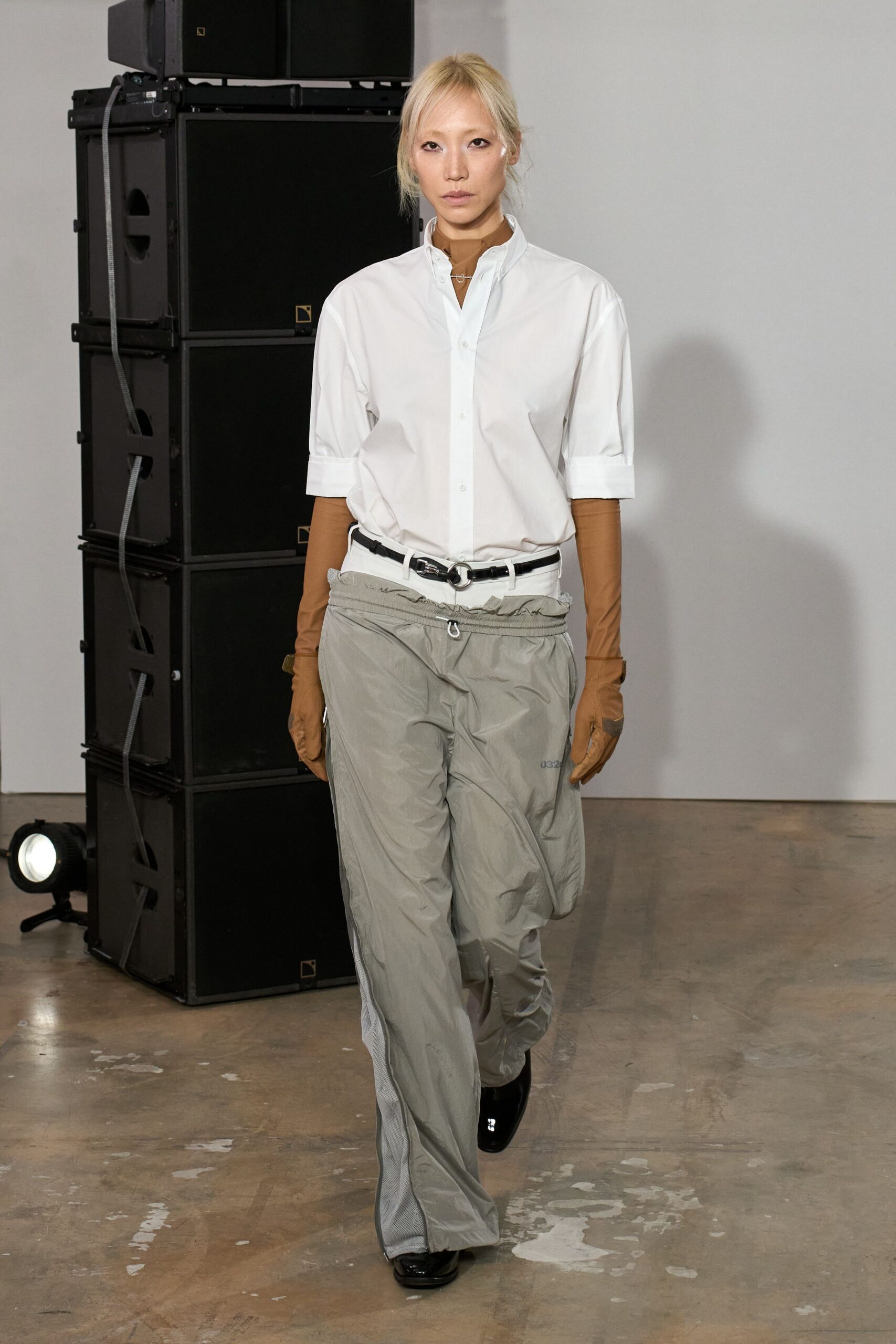 white oversized button-down shirt