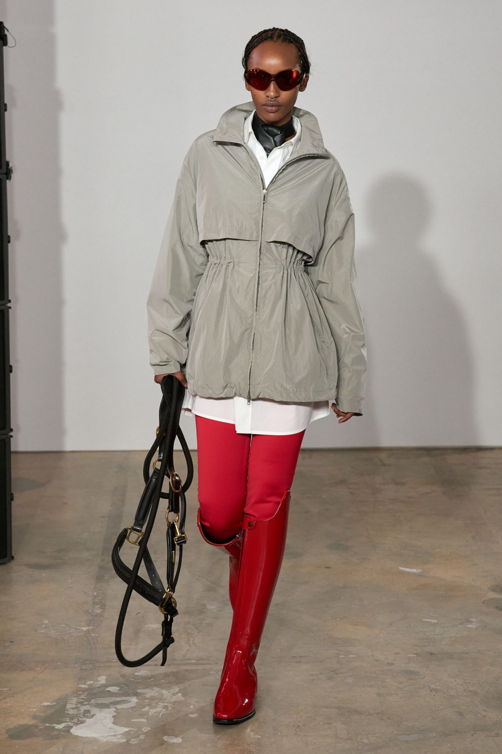 oversized gray windbreaker jacket