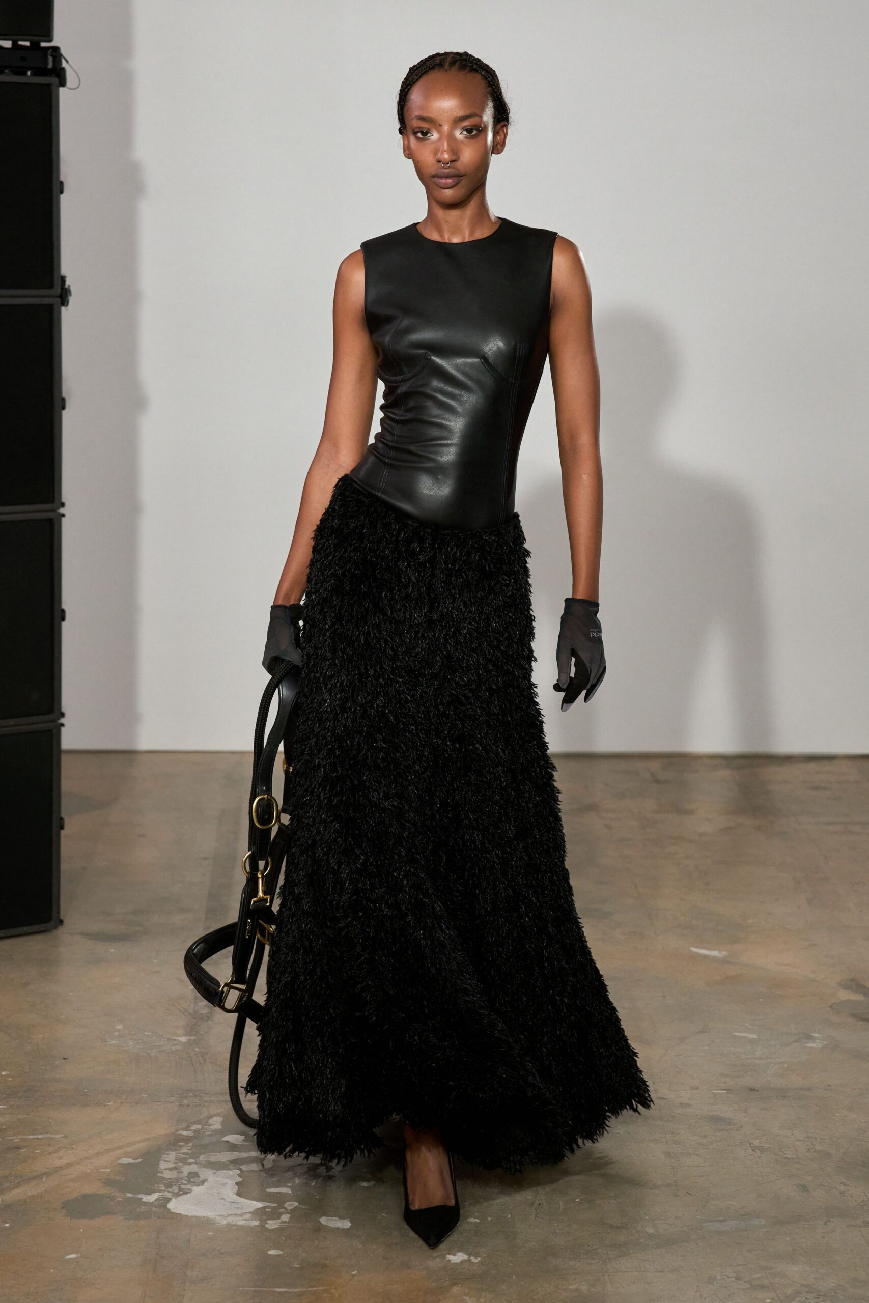 black mesh sheer gloves