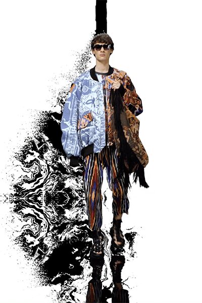 oversized printed jacket with flared pants