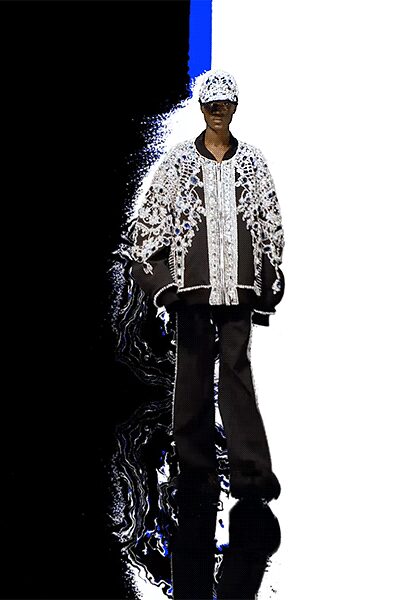 black and white embroidered jacket