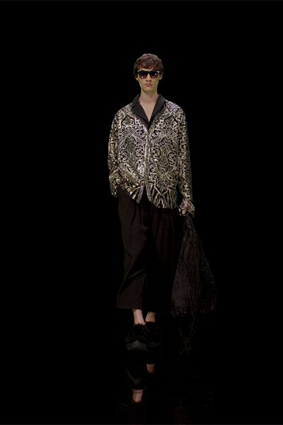 black and gold embroidered shirt