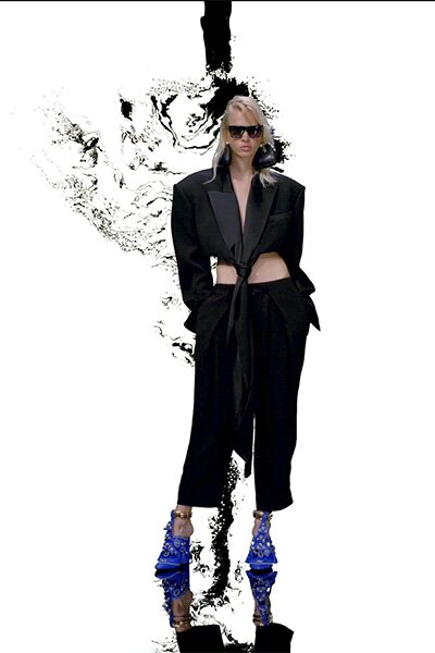 black silk relaxed cropped pants