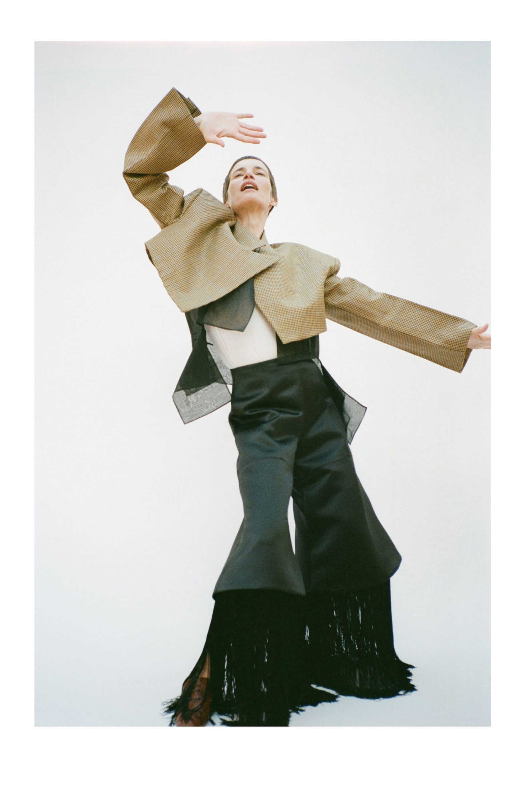 cropped checked bolero jacket