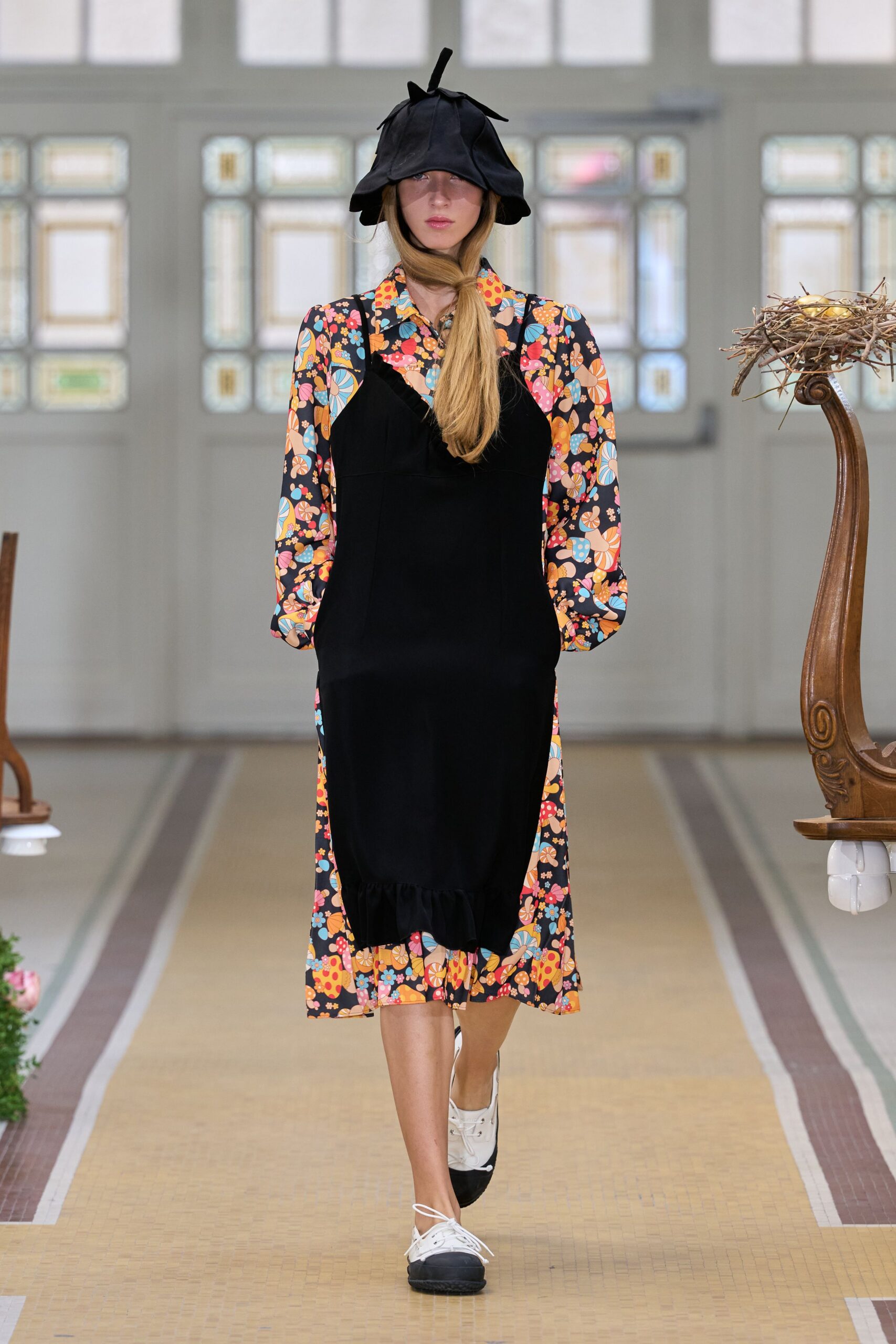 black spaghetti-strap v-neck ruffled layered dress