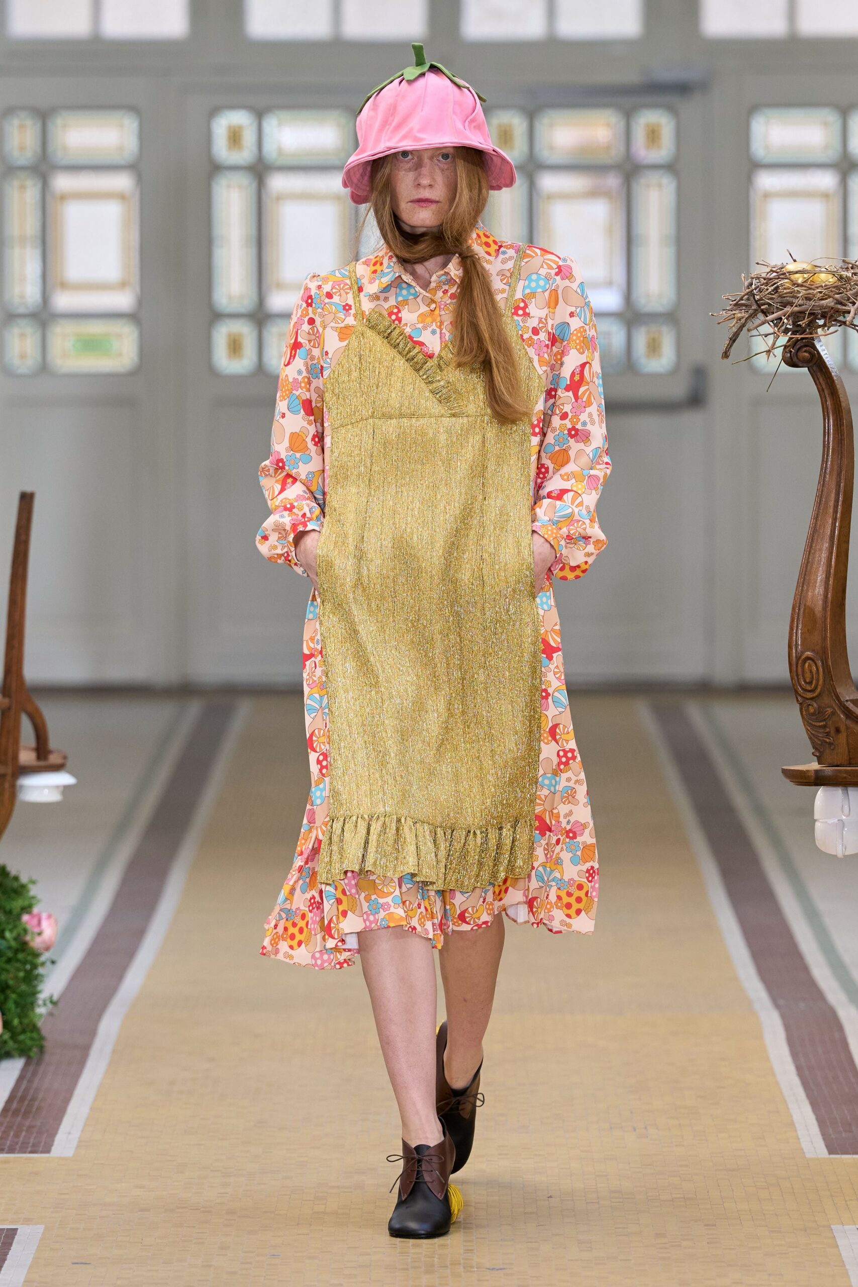 gold lamé slip dress
