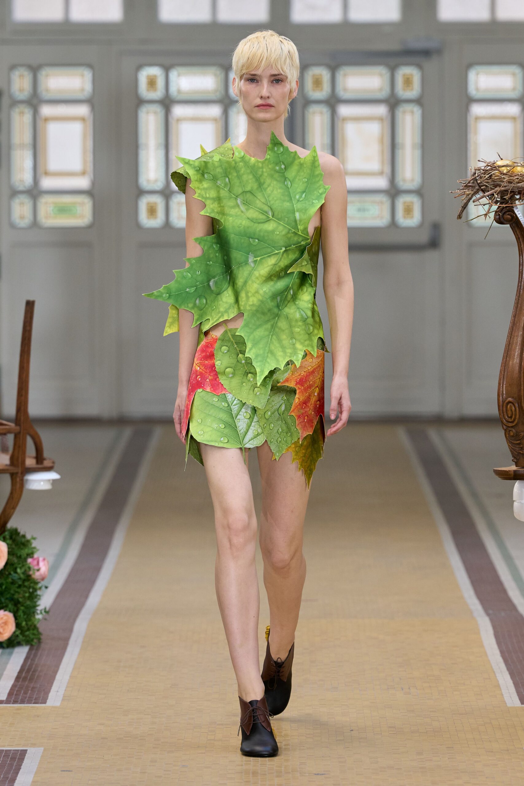 green sleeveless asymmetric printed embellished textured mini mini-dress