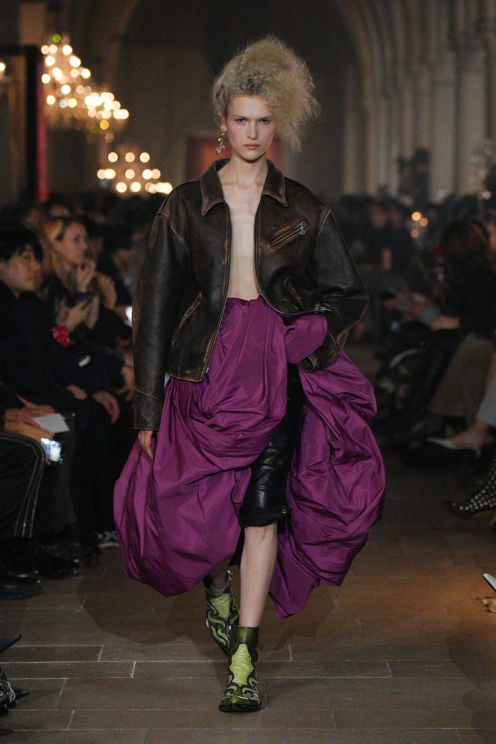 brown leather bomber jacket