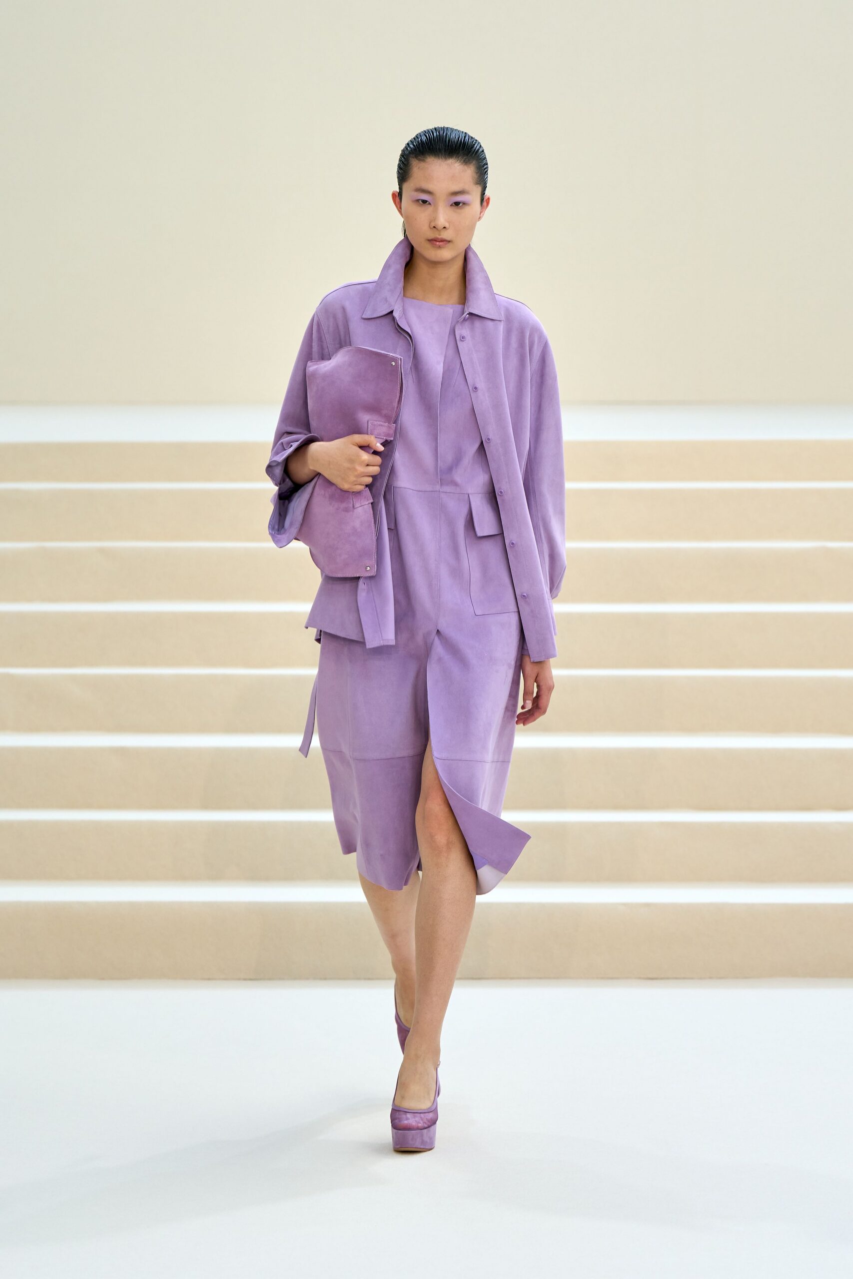 purple suede textured bag
