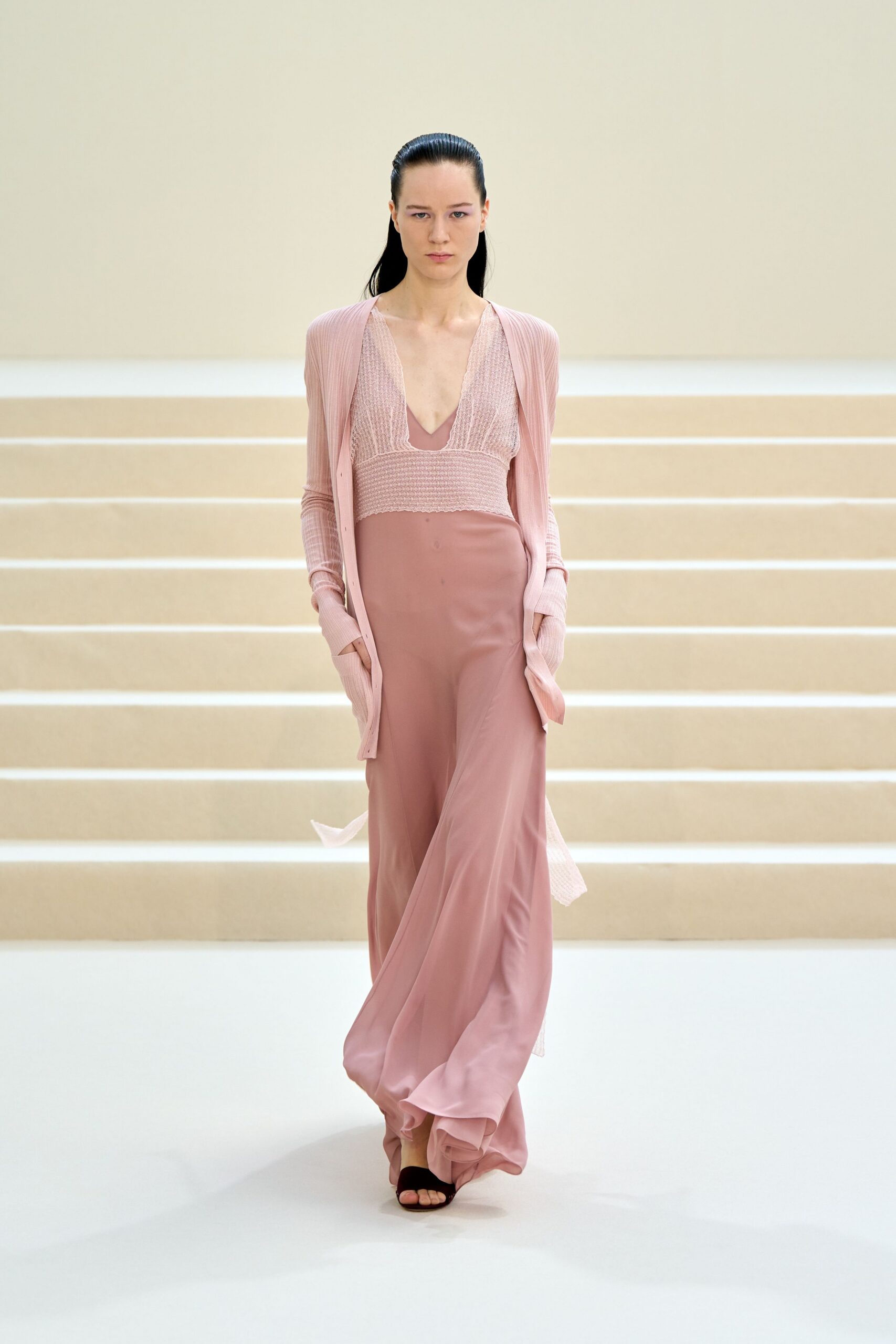 pink satin slip maxi dress