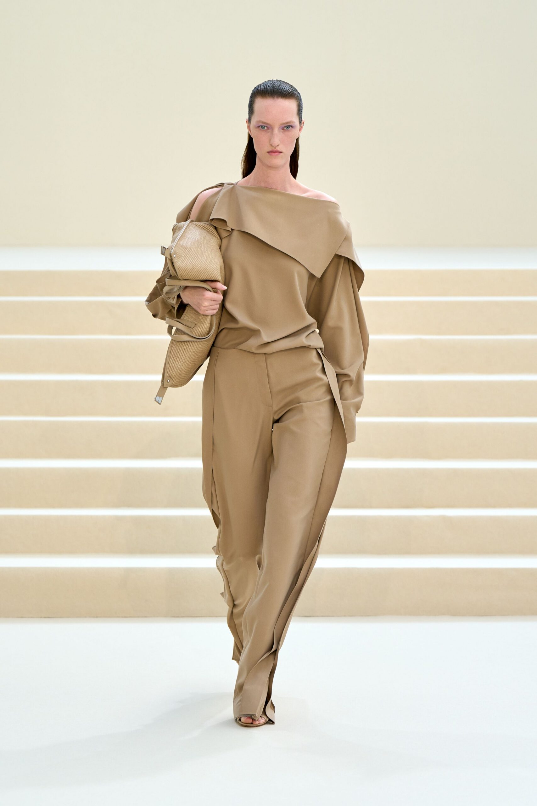 asymmetric off-shoulder draped blouse