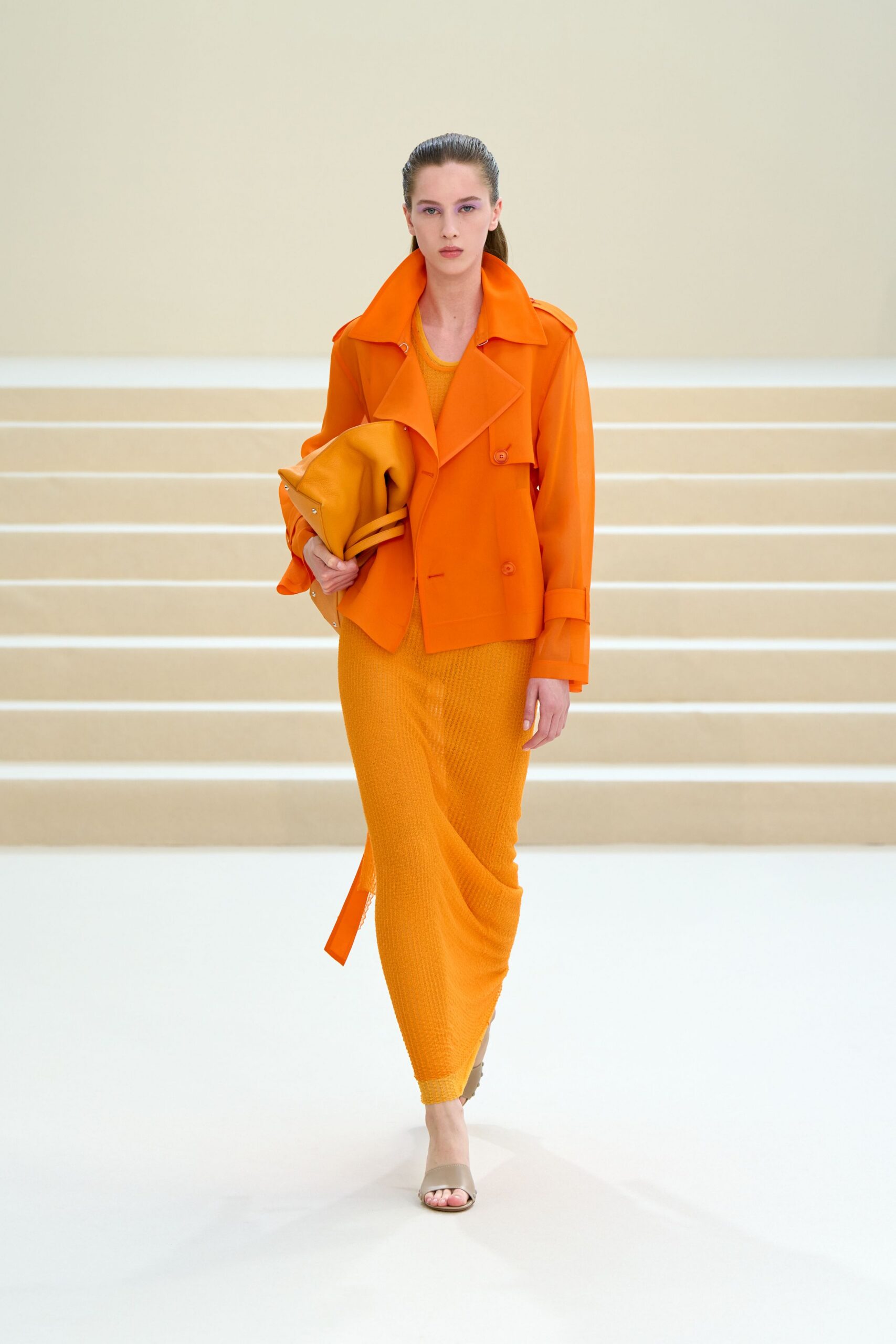 orange knit maxi dress