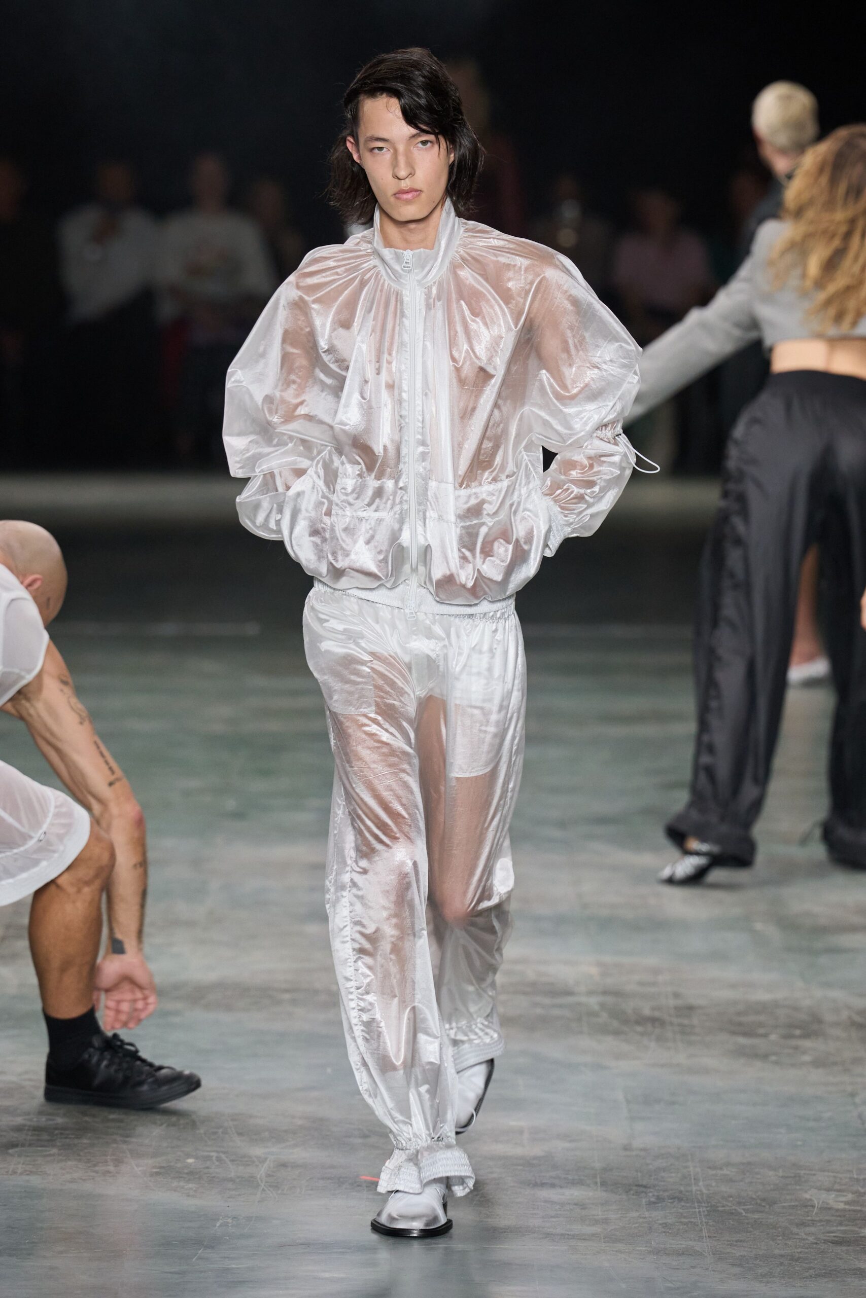 sheer white nylon windbreaker