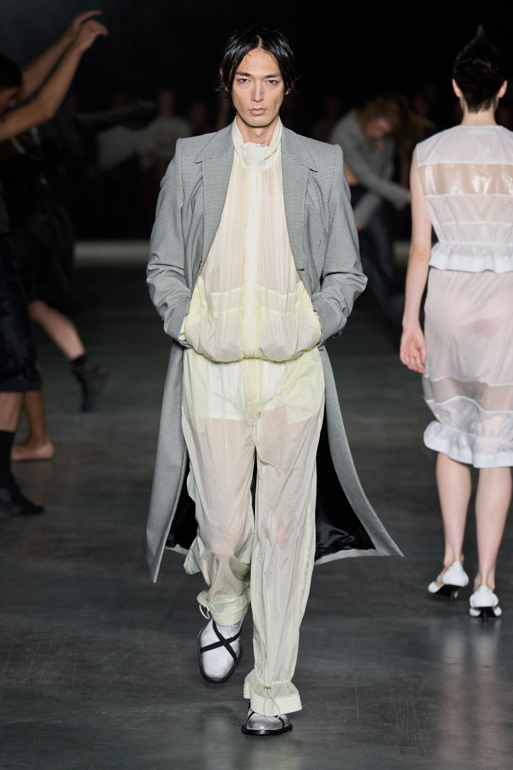 sheer ivory parachute jumpsuit