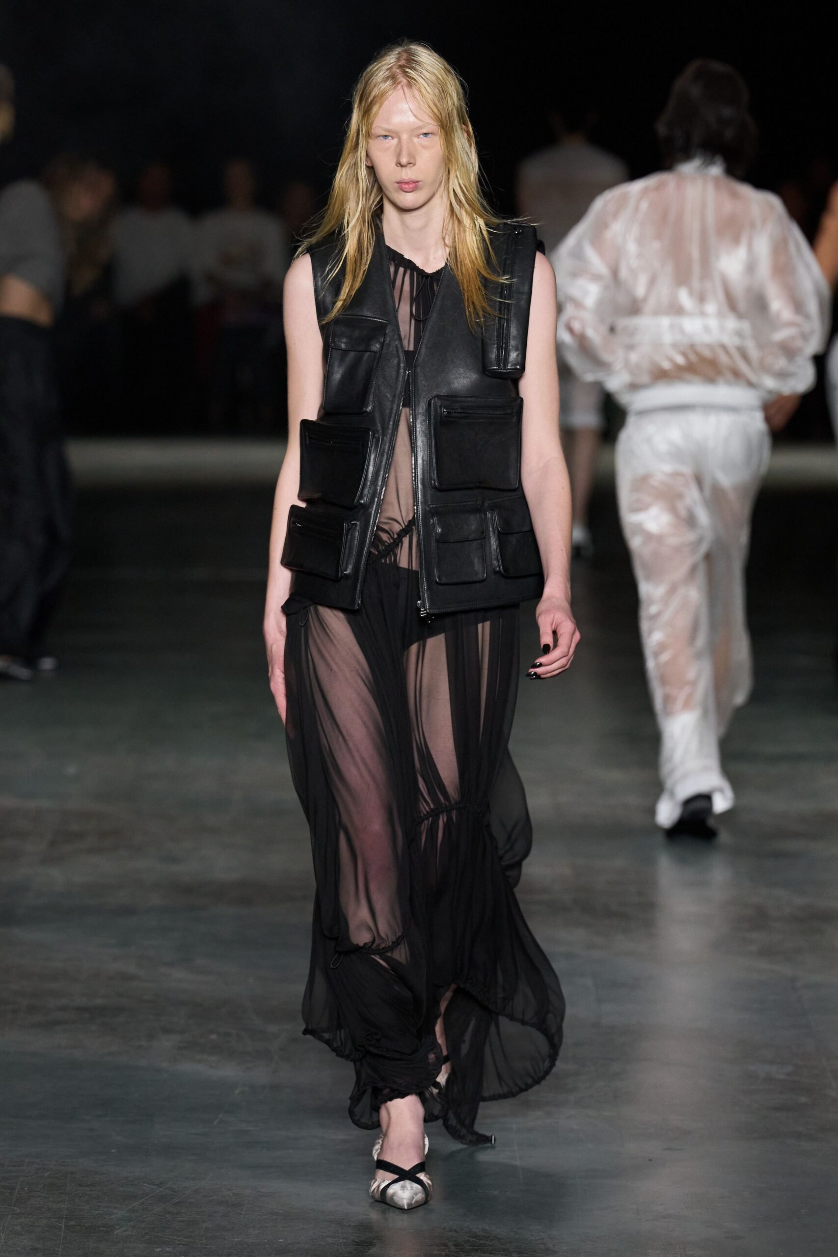 sheer black chiffon maxi dress