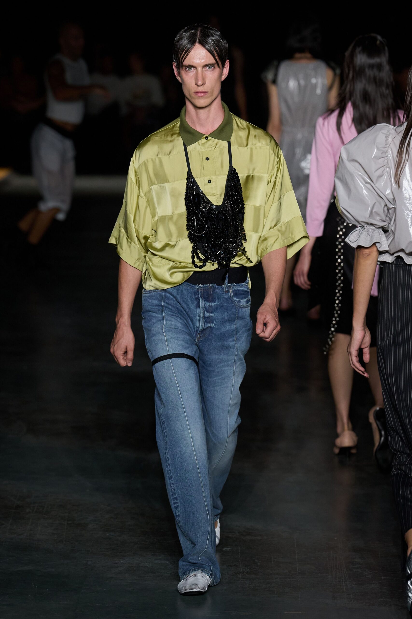 oversized satin camp shirt
