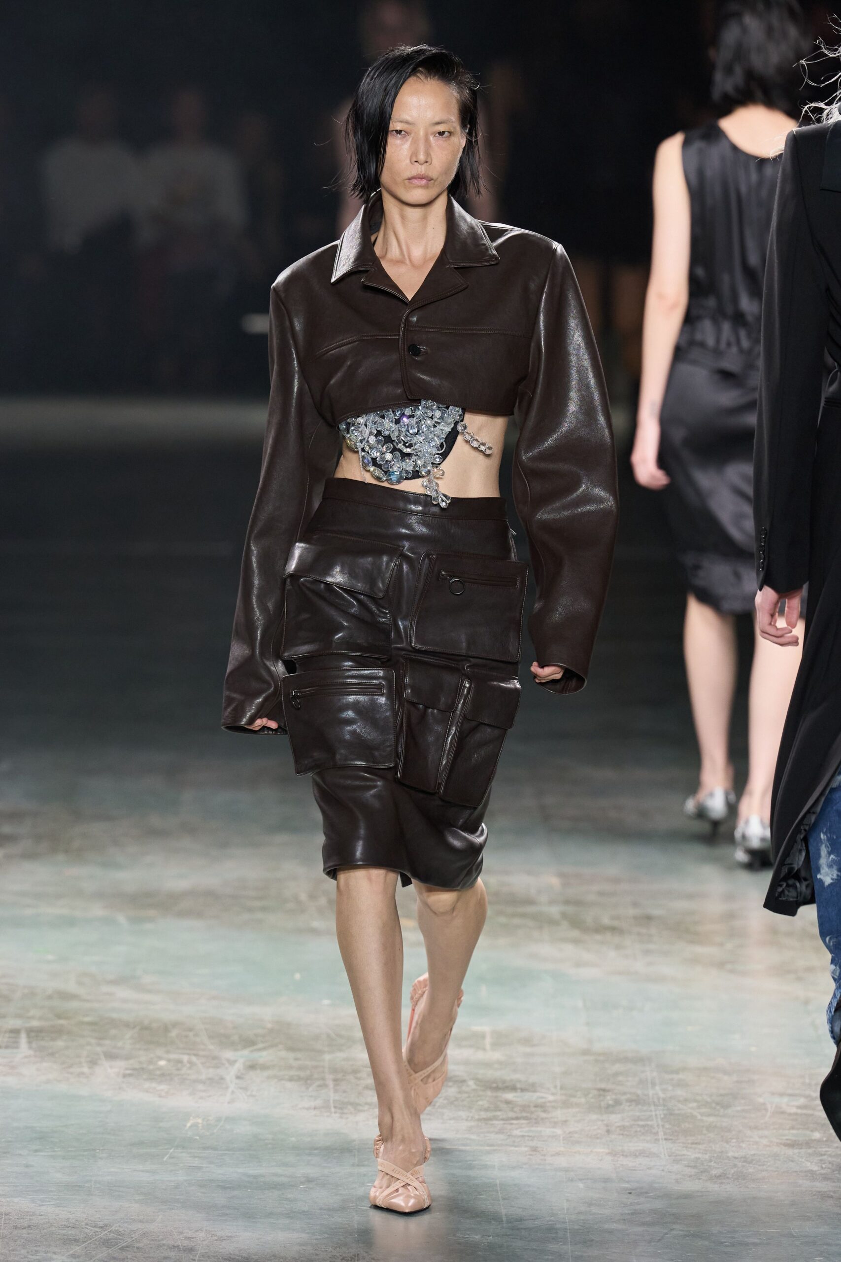 cropped leather bolero jacket
