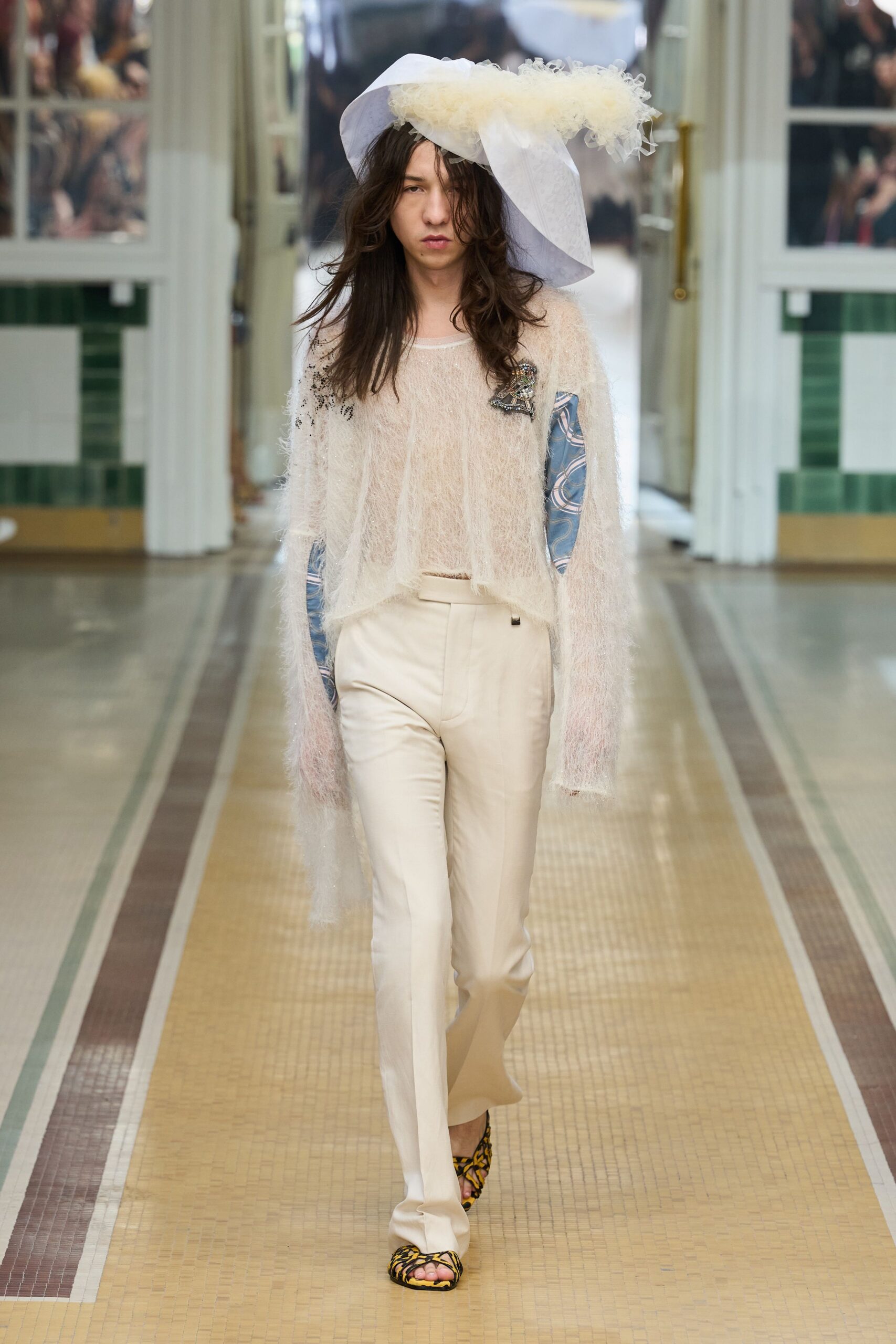 feathery embellished knit sweater