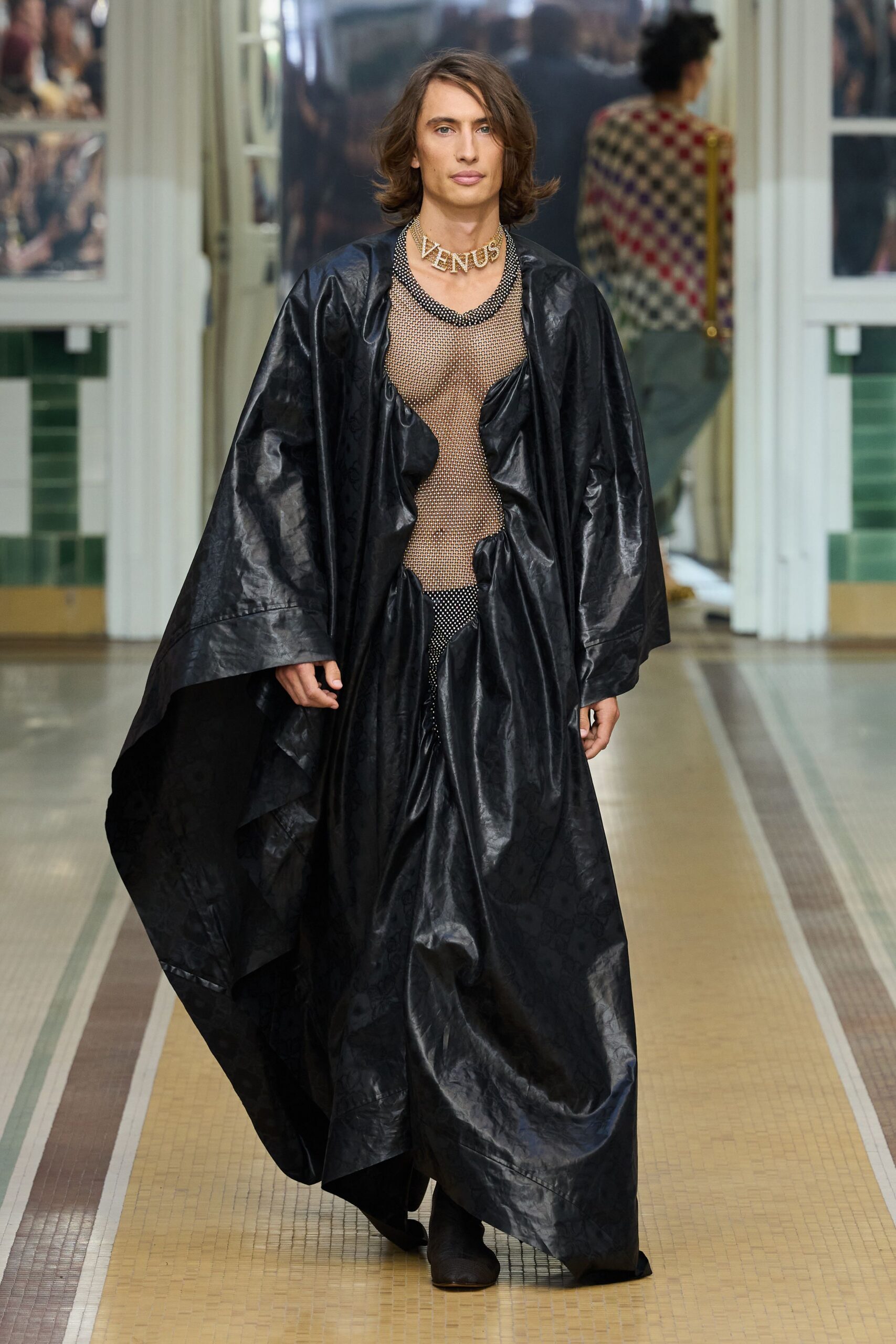 black draped caftan gown