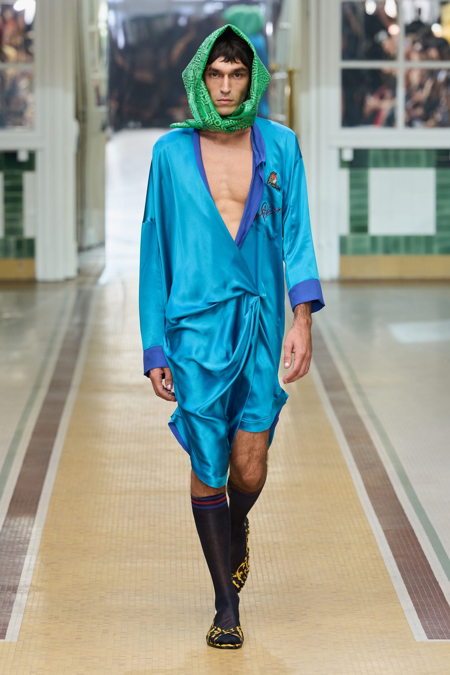 blue satin wrap romper
