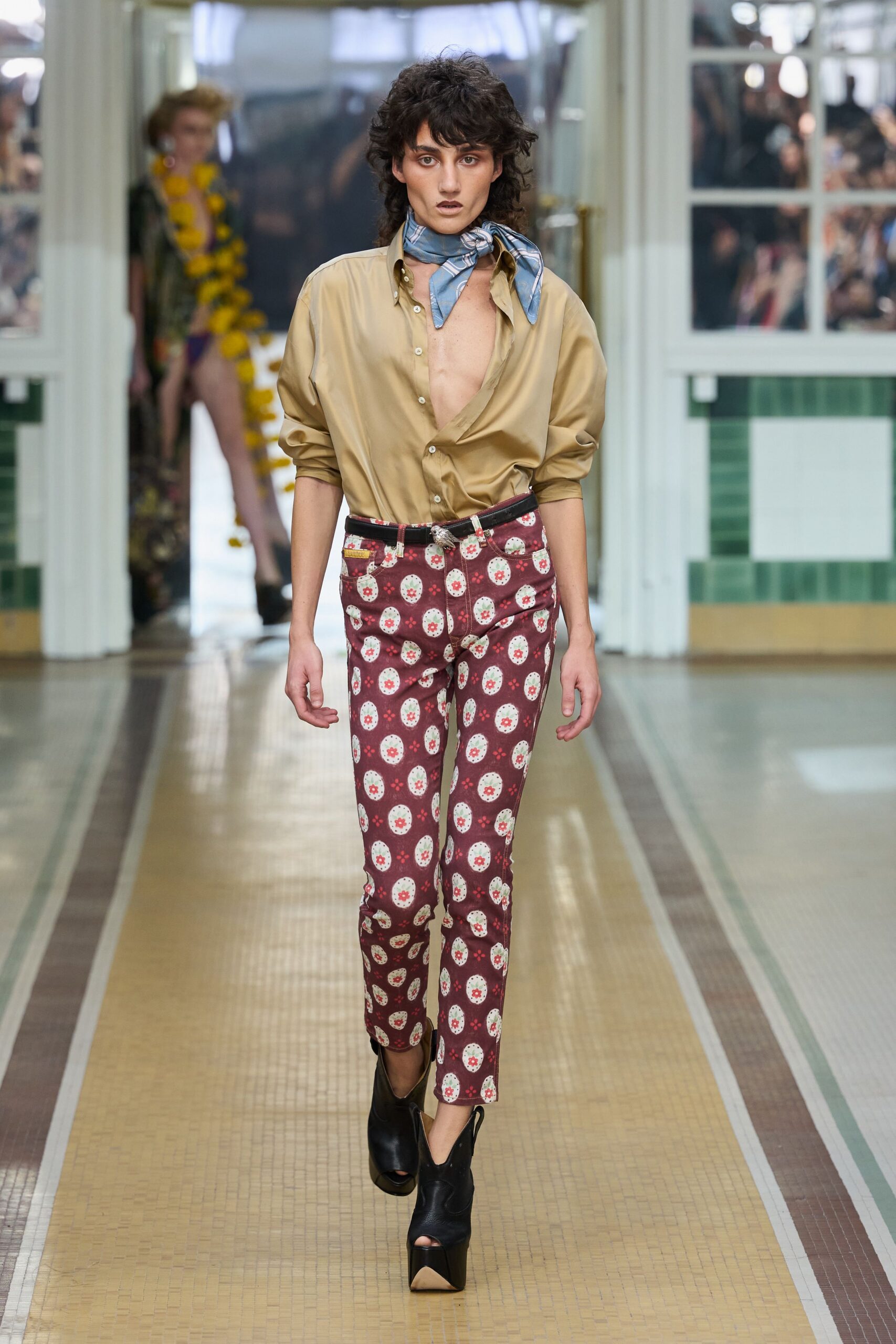 printed cropped slim pants