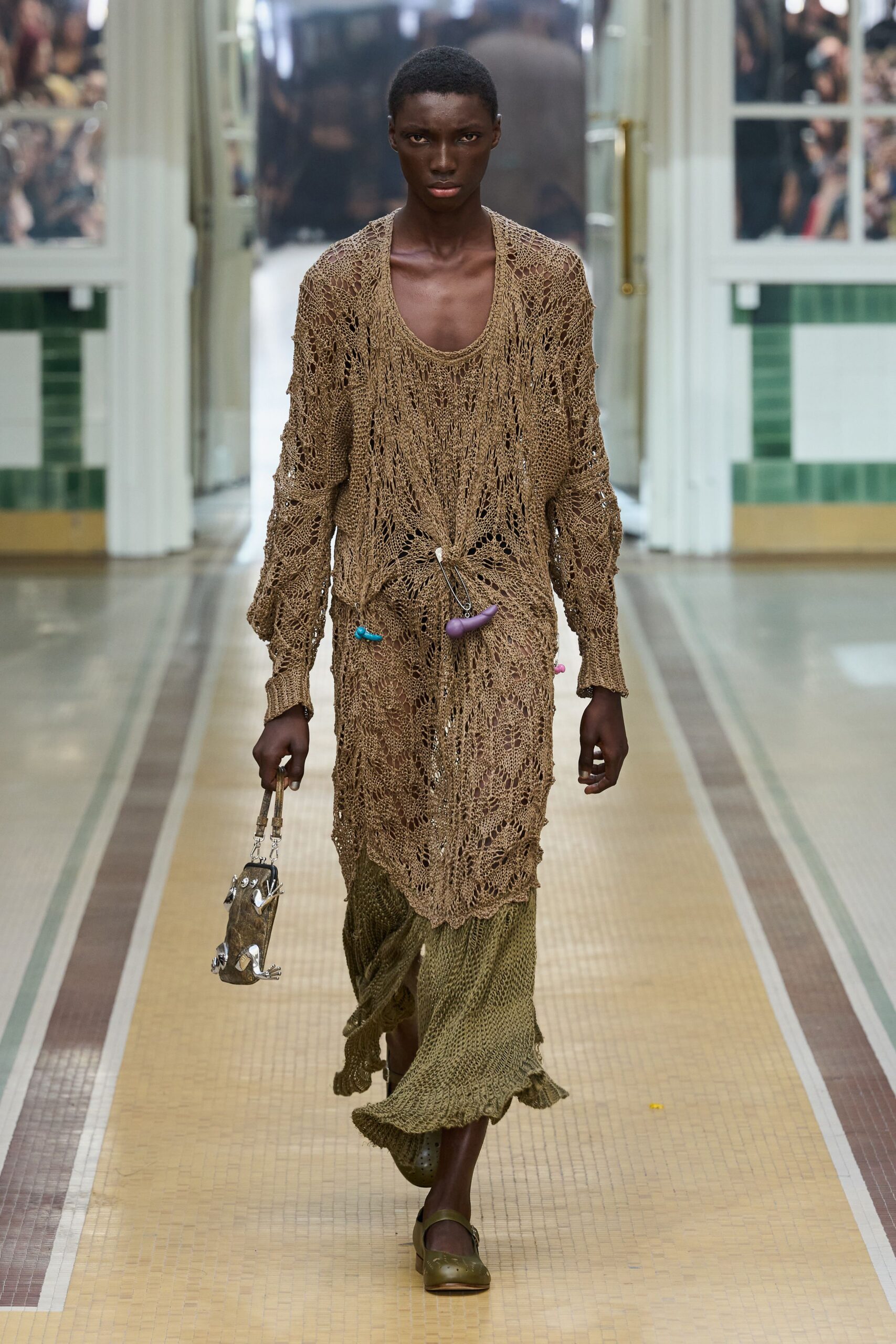 open-knit sheer maxi dress