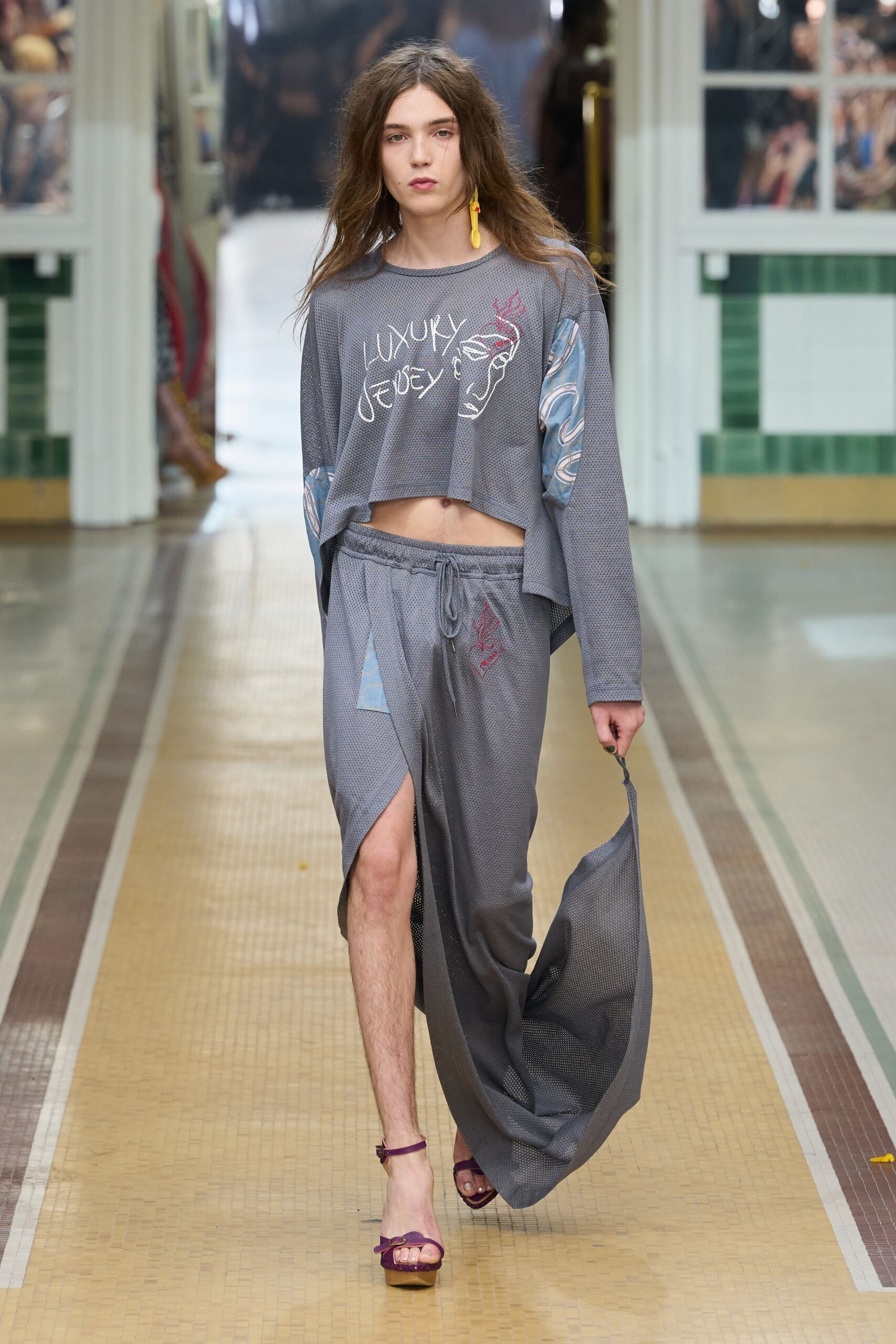 graphic mesh crop top