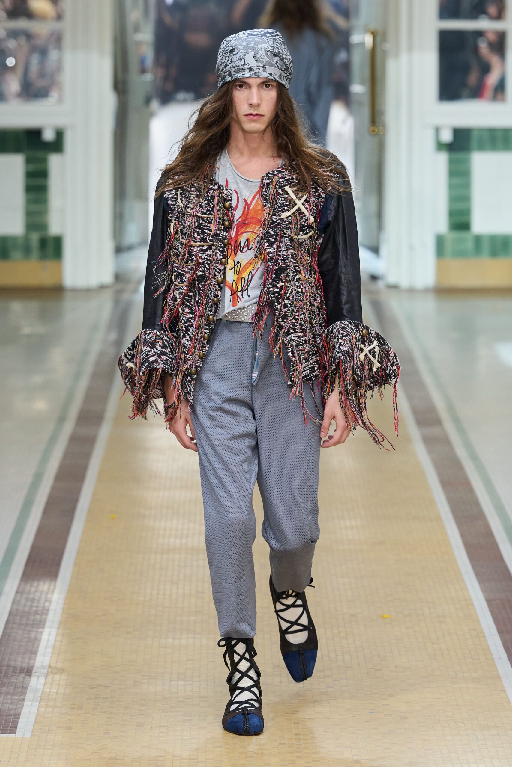 fringed bouclé cropped jacket