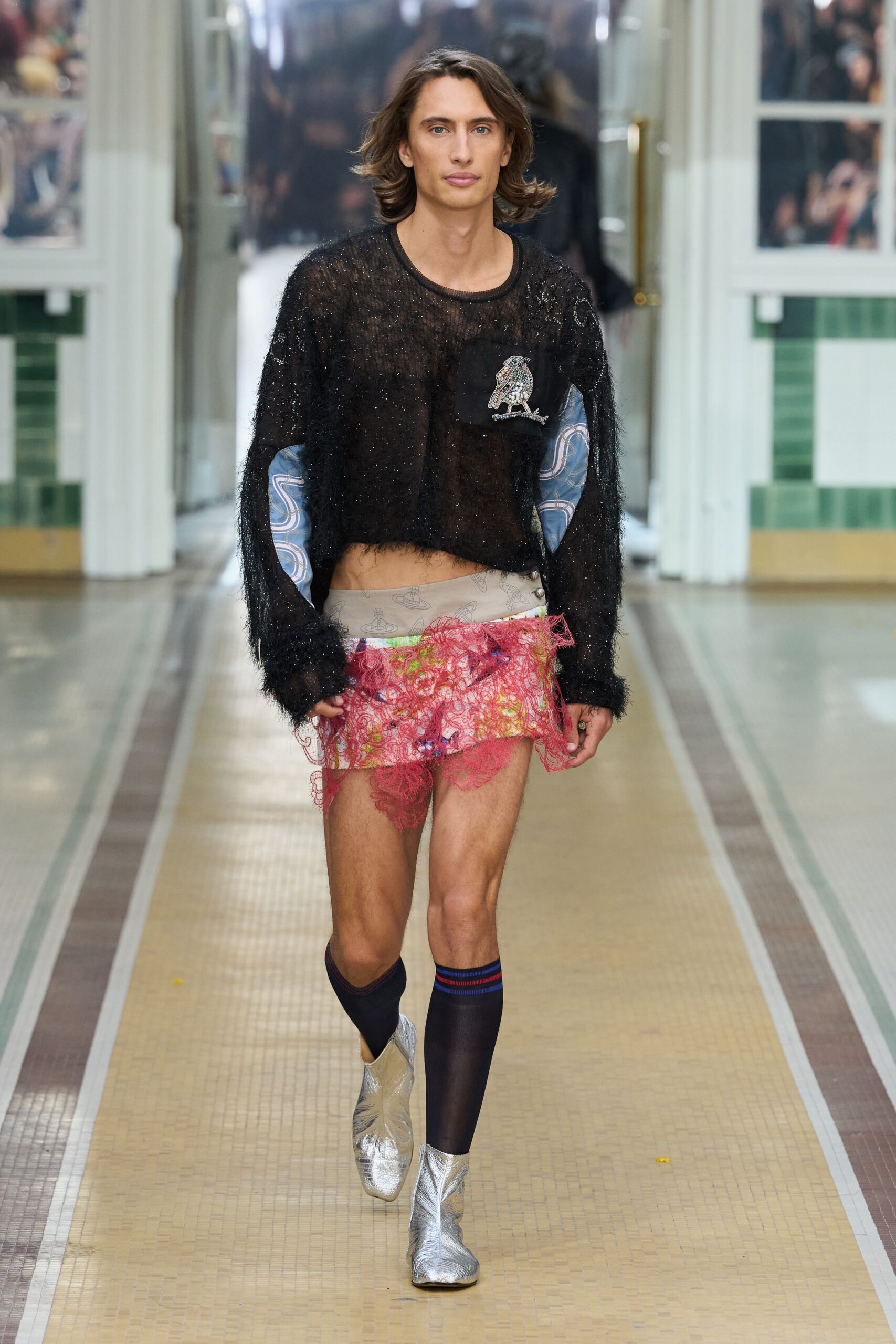 sheer embellished cropped sweater