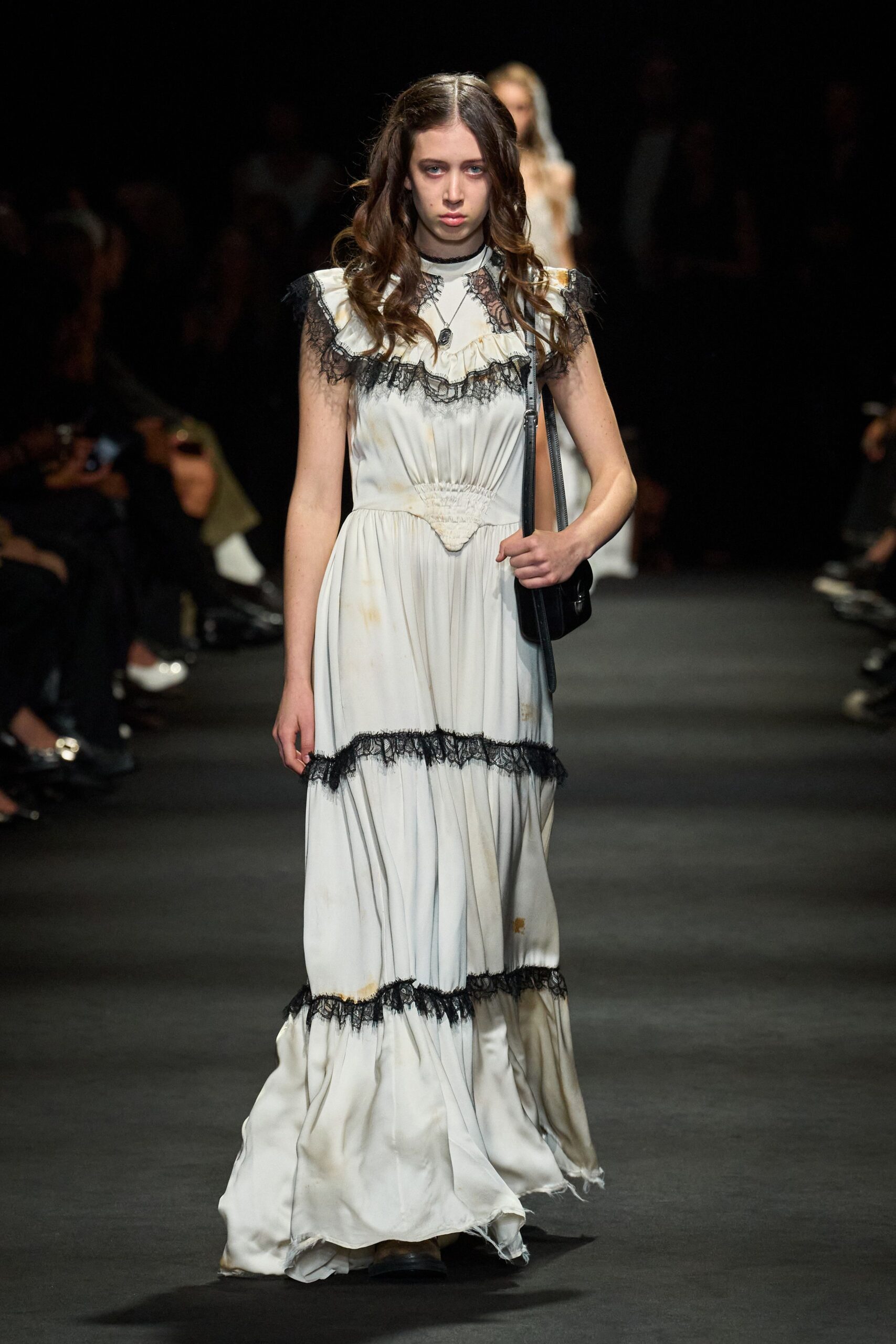 lace-trimmed ivory maxi dress